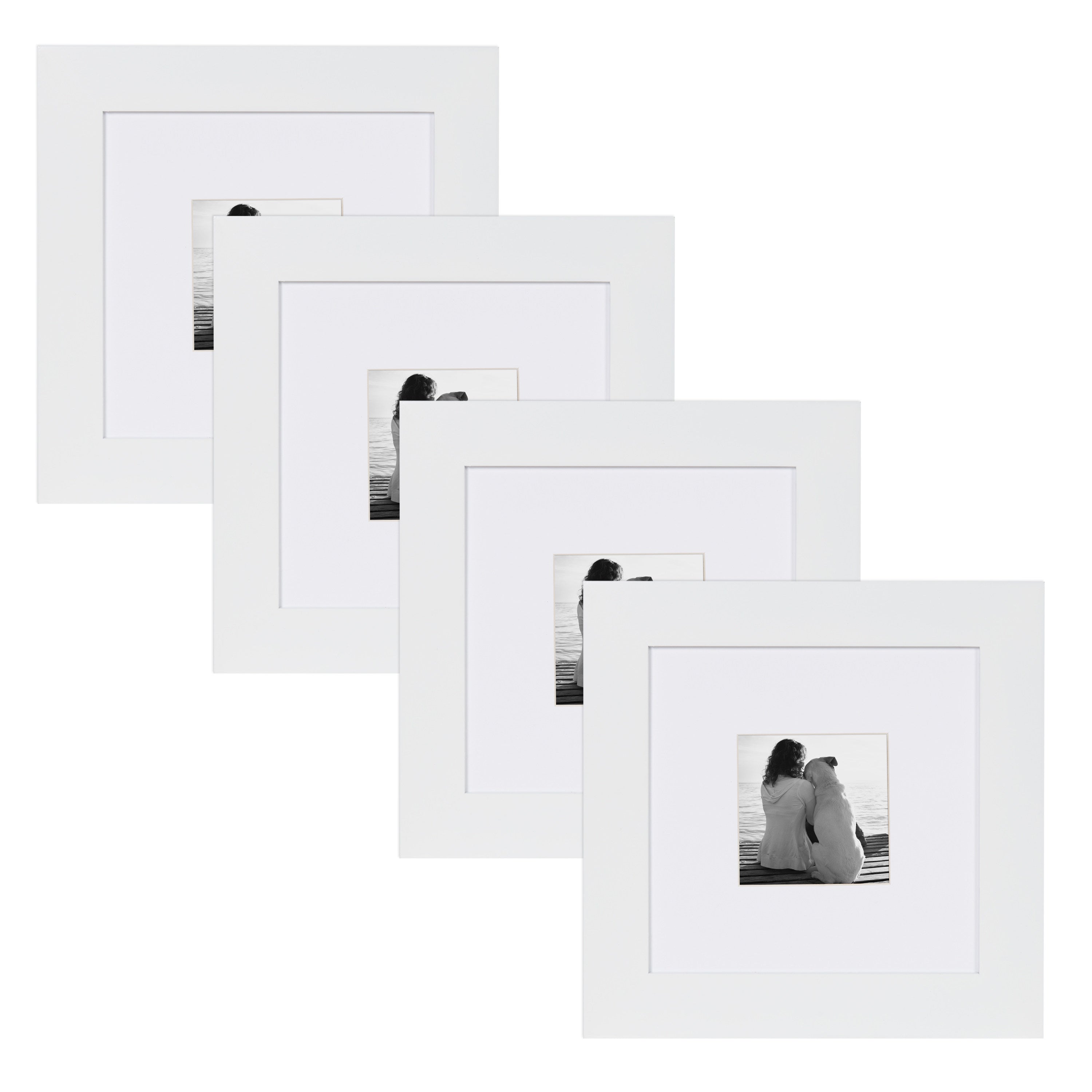 Museum 8x8 matted to 4x4 Wood Picture Frame, Set of 4