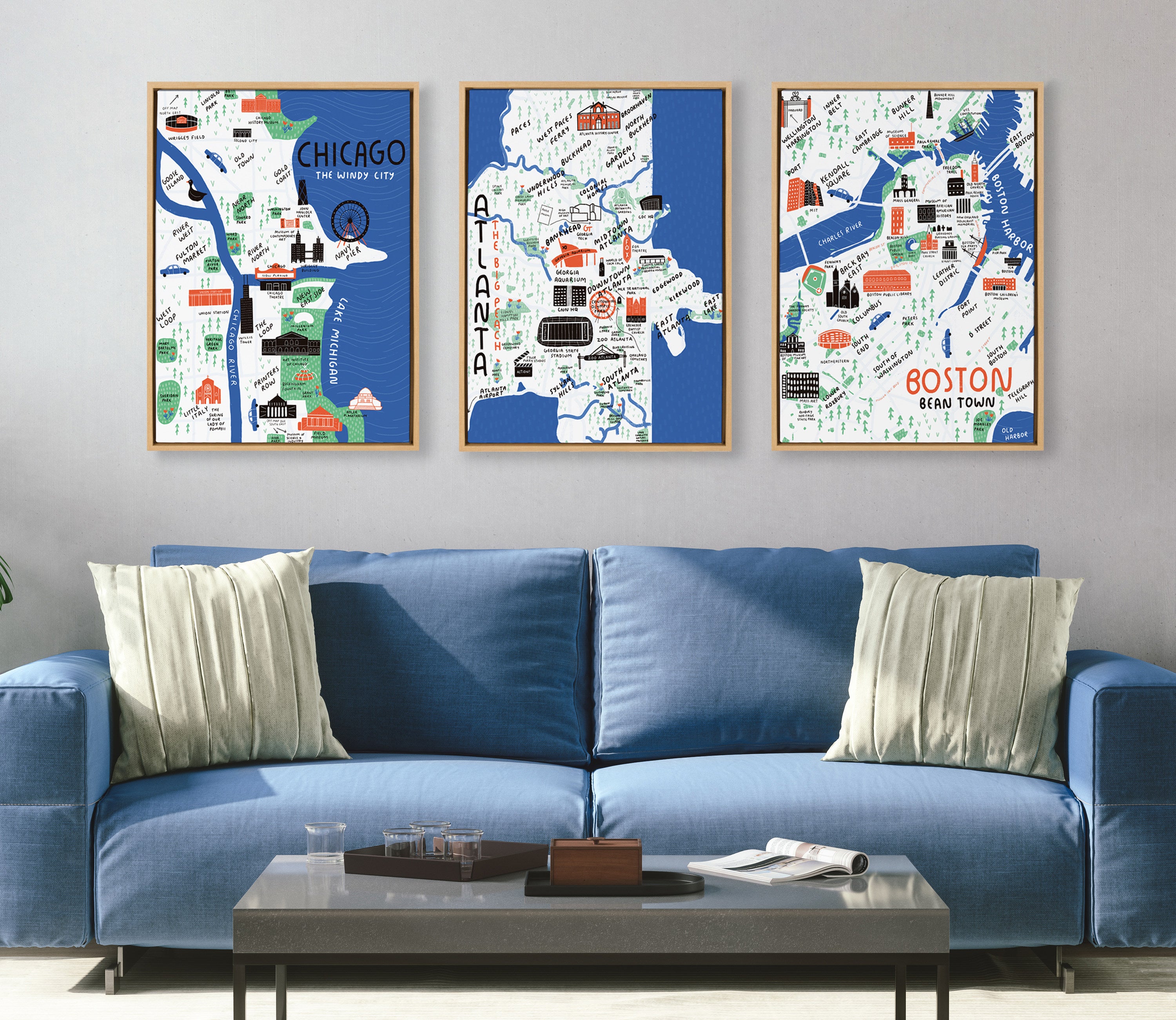 Sylvie Chicago Illustration Framed Canvas by Stacie Bloomfield