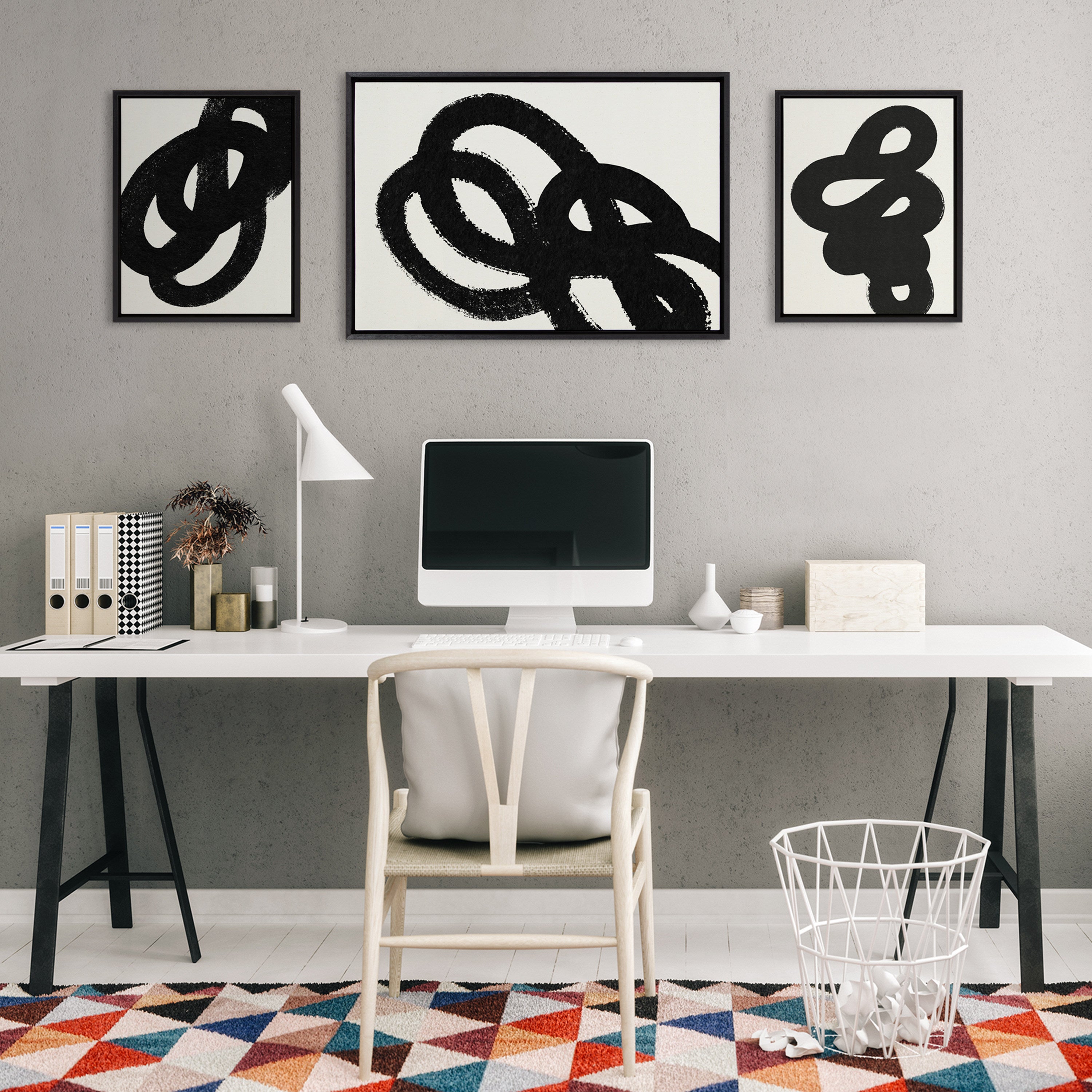 Sylvie Black Path, Follow the Path and This Way Framed Canvas by Rocket Jack