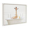Sylvie Giraffe In Bubble Bath Neutral Style Framed Canvas by Amy Peterson Art Studio