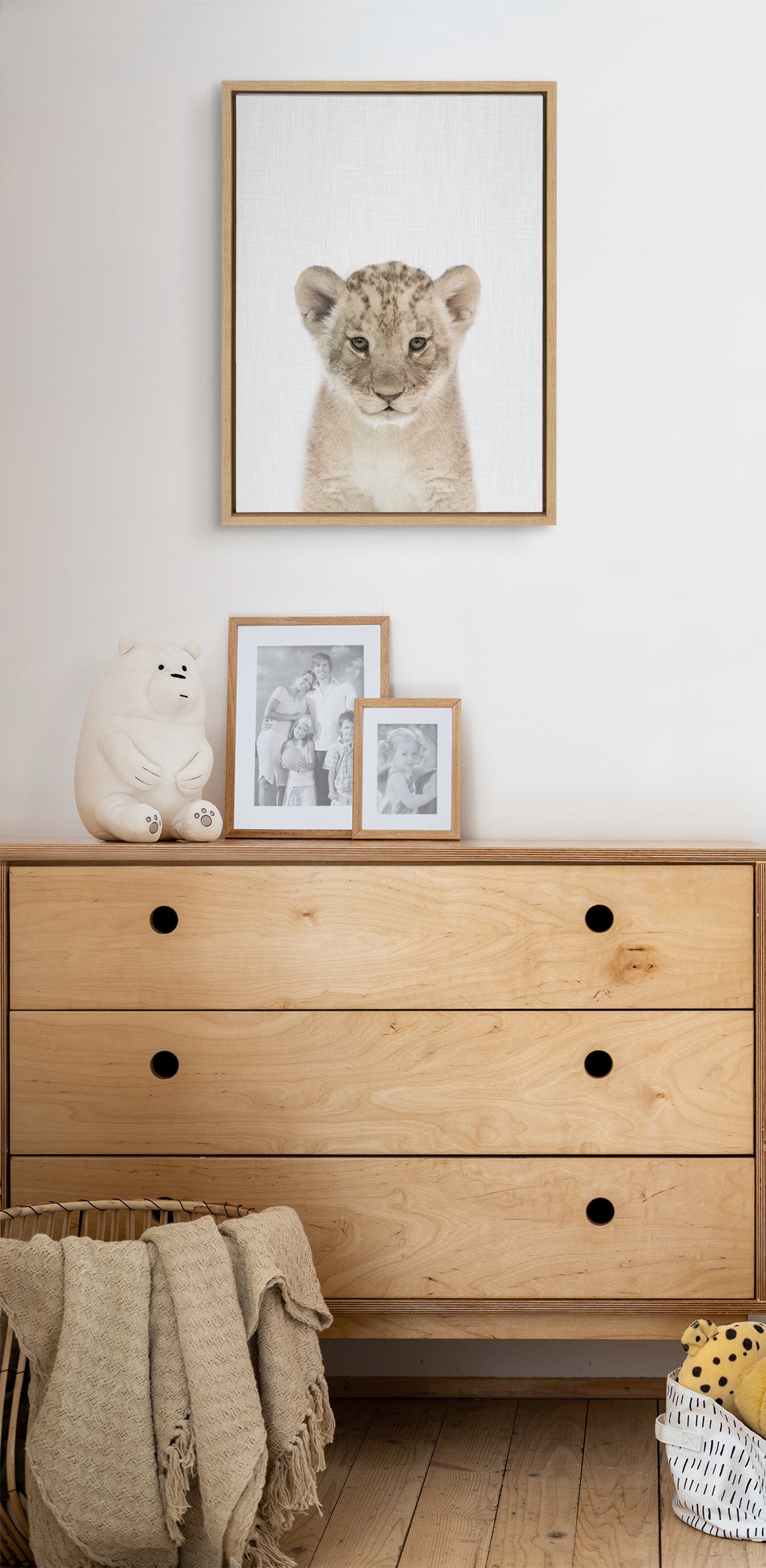 Sylvie Baby Lion Color Framed Canvas by Simon Te of Tai Prints