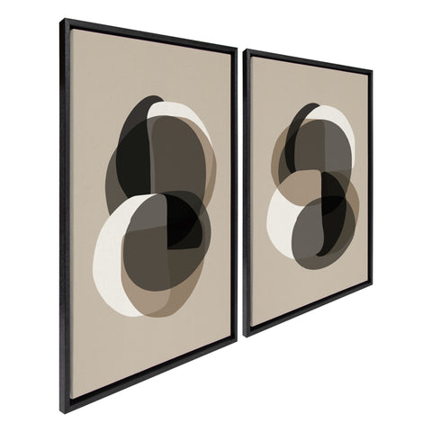 Sylvie Contemporary Shapes of Warm Neutrals 1 and 2 Framed Canvas Art Set by The Creative Bunch Studio
