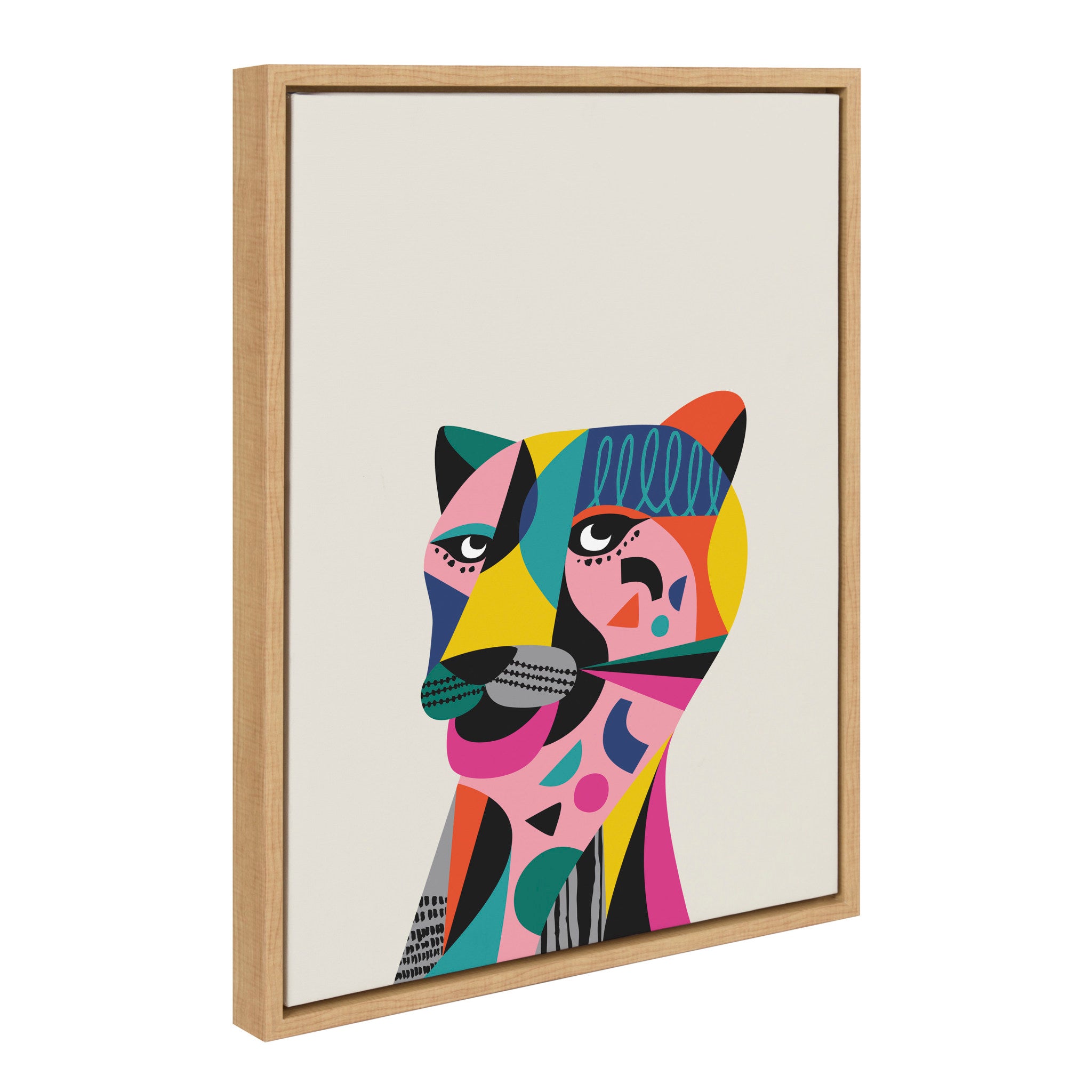 Sylvie Mid Century Modern Tiger Framed Canvas by Rachel Lee of My Dream Wall