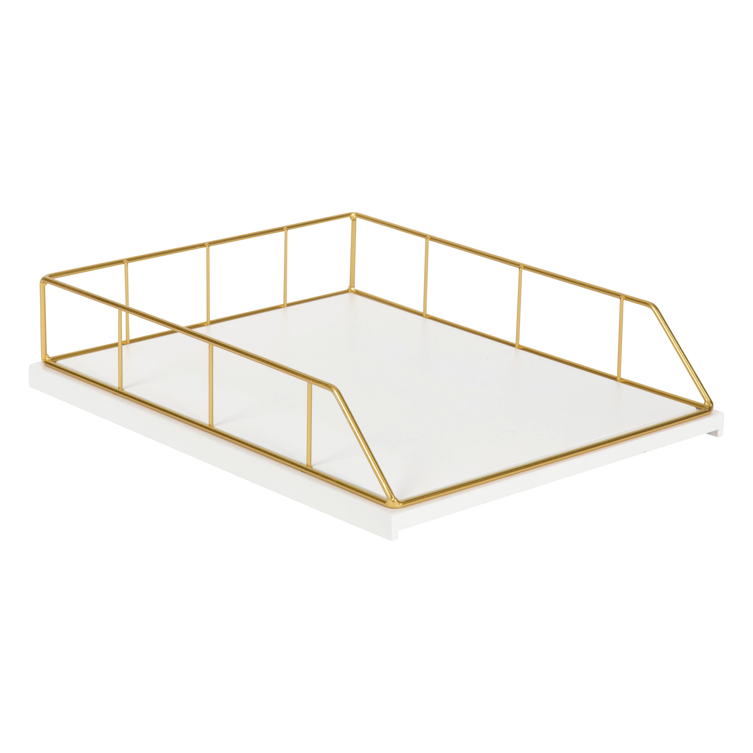 Benbrook Stacked Metal and Wood Letter Trays