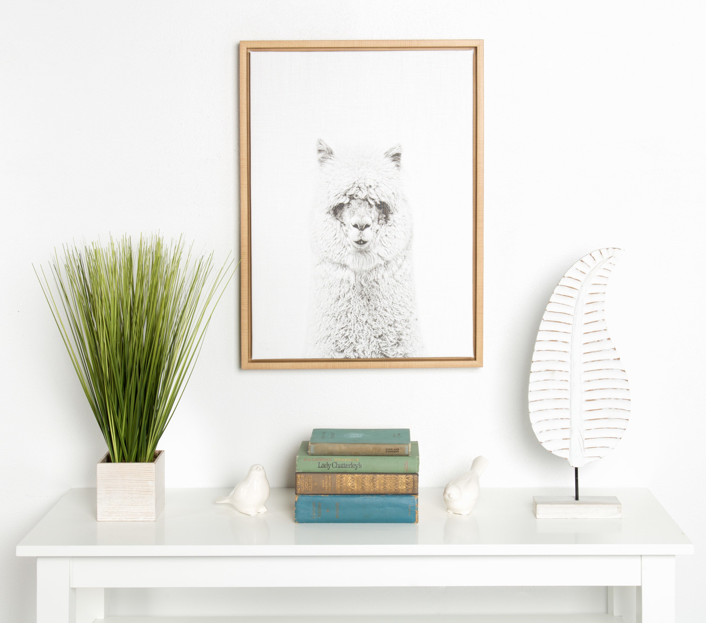 Sylvie Hairy Alpaca Framed Canvas by Simon Te Tai