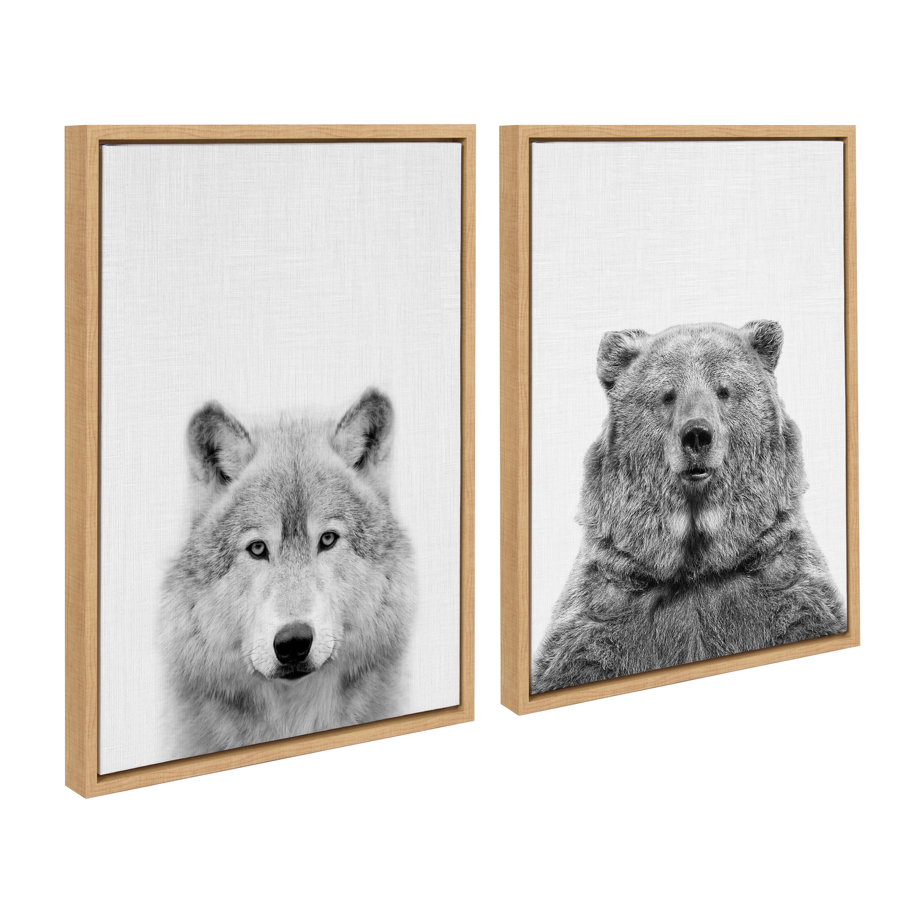 Sylvie Wolf and Bear European Framed Canvas Art Set by Simon Te of Tai Prints