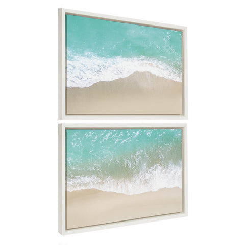 Sylvie Ocean Beach Fantasy Left and Right Framed Canvas by The Creative Bunch Studio