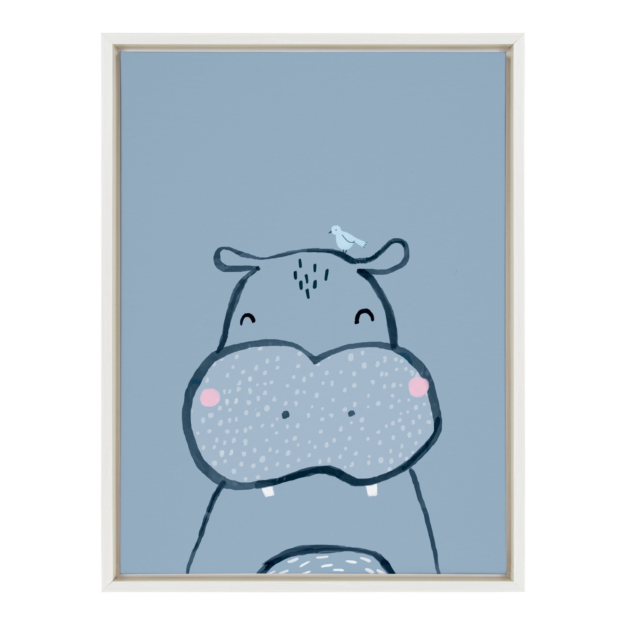 Sylvie Inky Hippo Framed Canvas by Lauradidthis