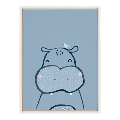 Sylvie Inky Hippo Framed Canvas by Lauradidthis