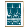 Sylvie Modern Tribal Block Print Teal Framed Canvas by Statement Goods