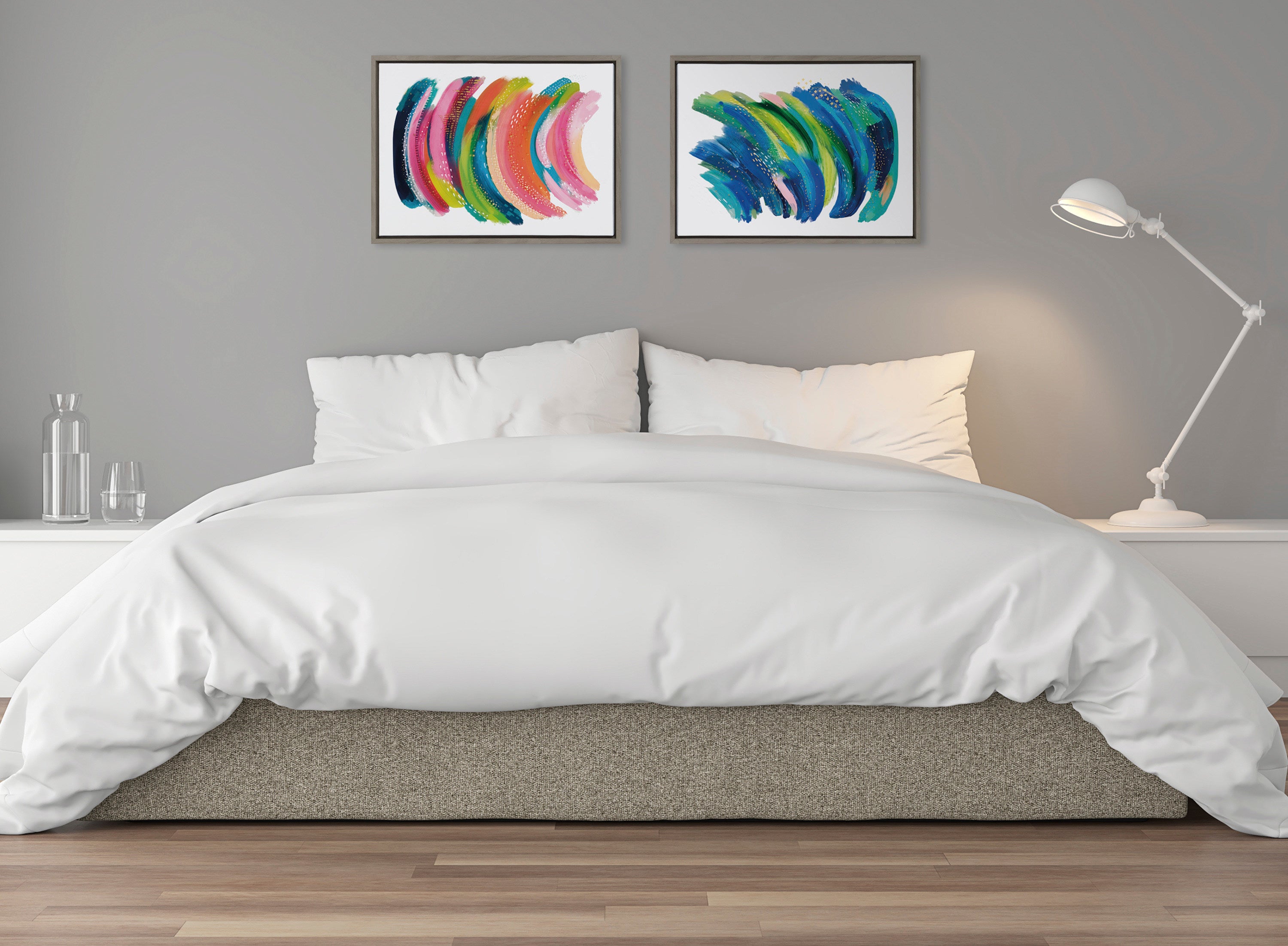 Sylvie Bright Abstract Framed Canvas by Jessi Raulet of Ettavee