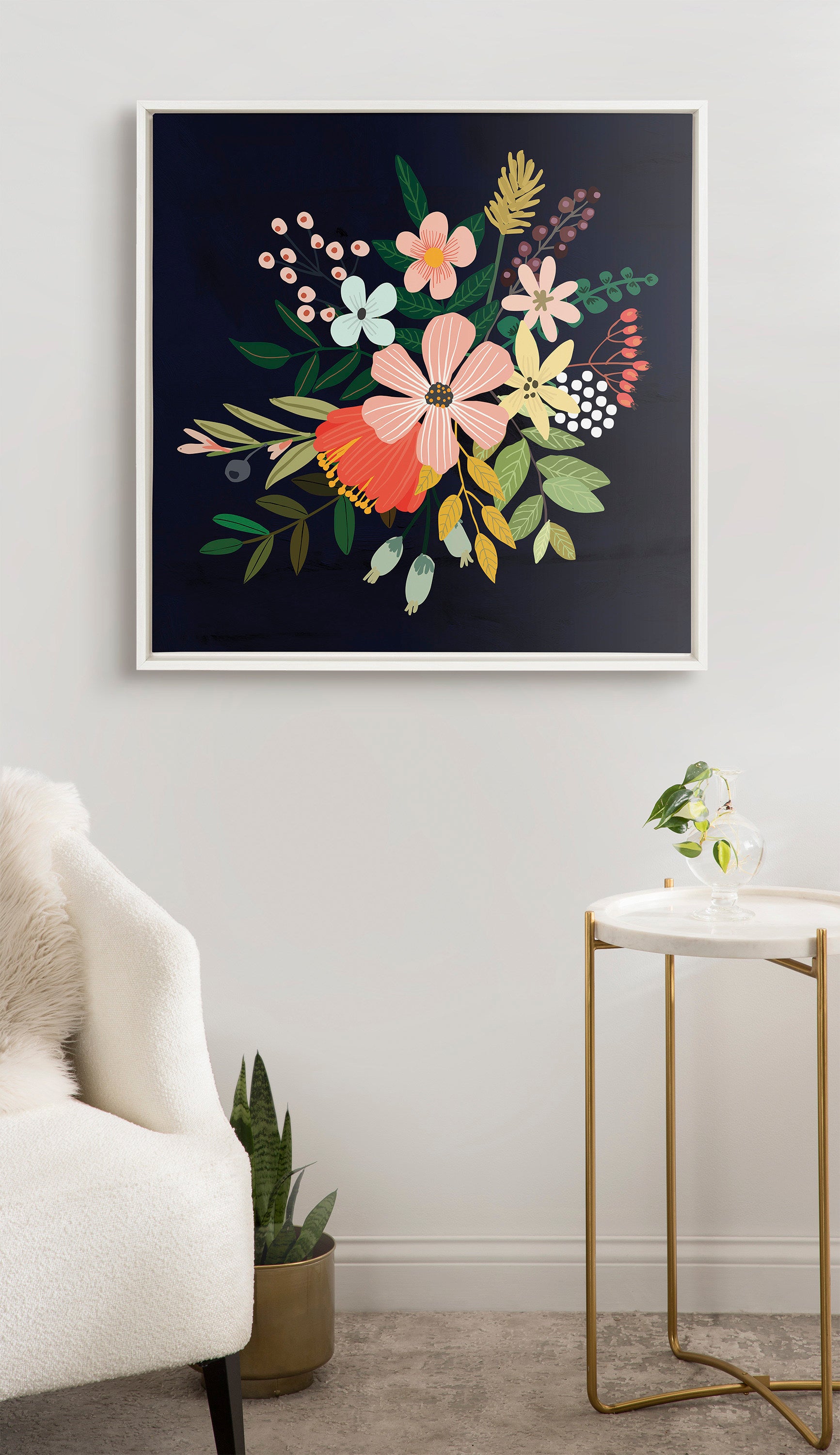 Sylvie Floralis C Framed Canvas by Mia Charro