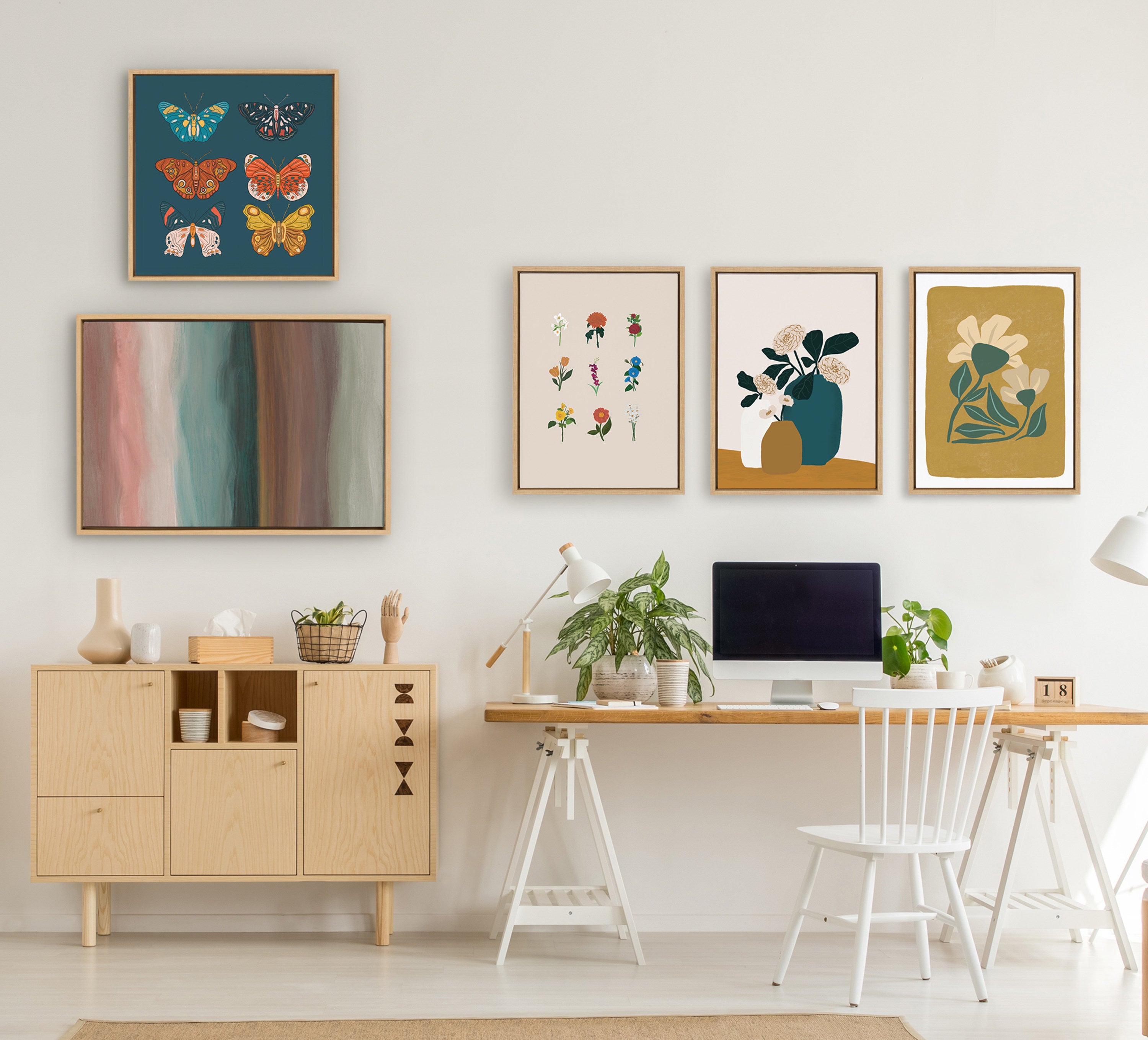 Sylvie Happy Flowers Framed Canvas by Oris Eddu