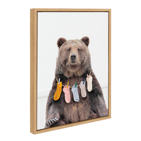 Sylvie Lost Socks Bear Framed Canvas by Amy Peterson Art Studio