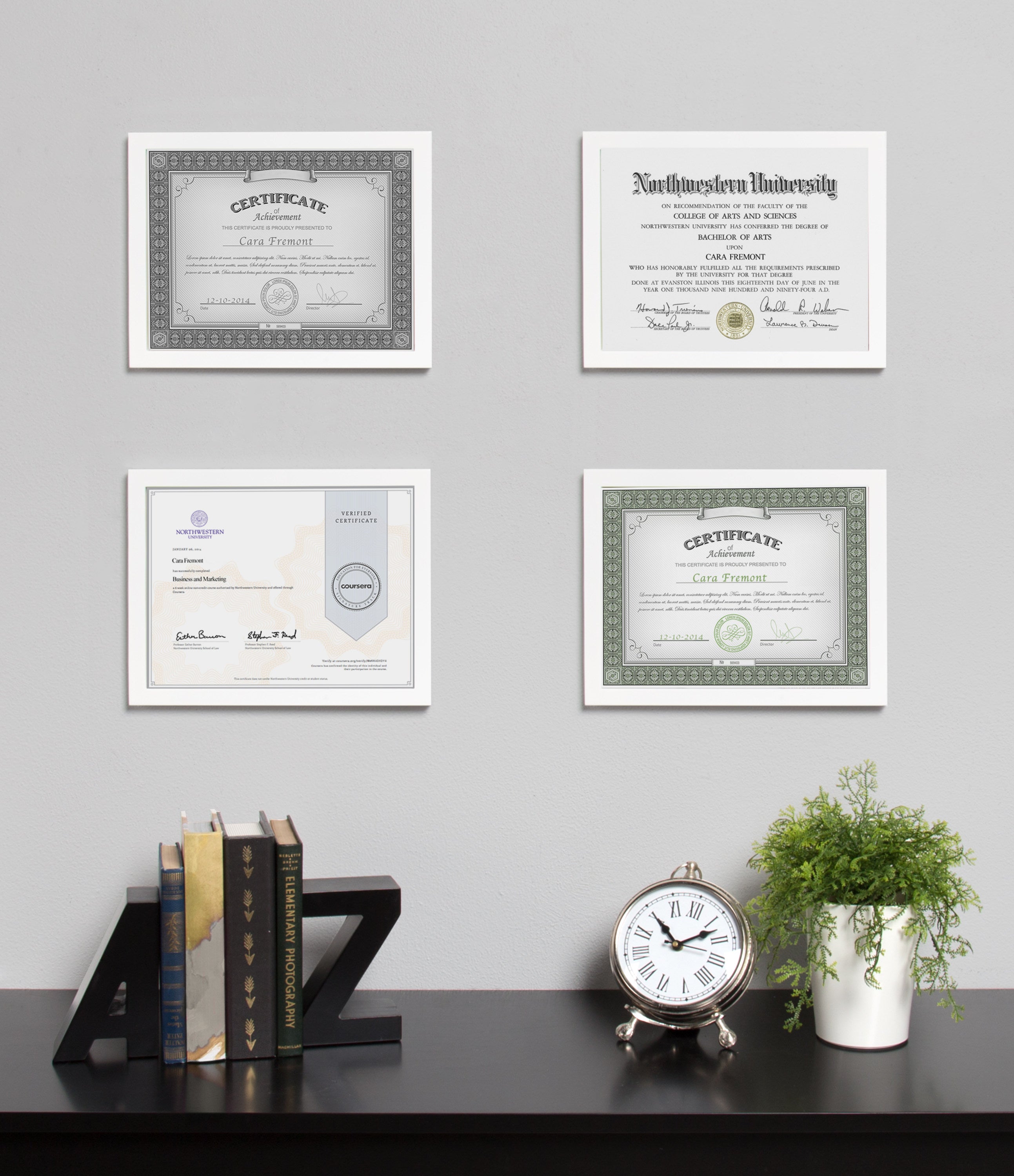 Gallery 8.5x11 Wood Document Frame, Set of 4