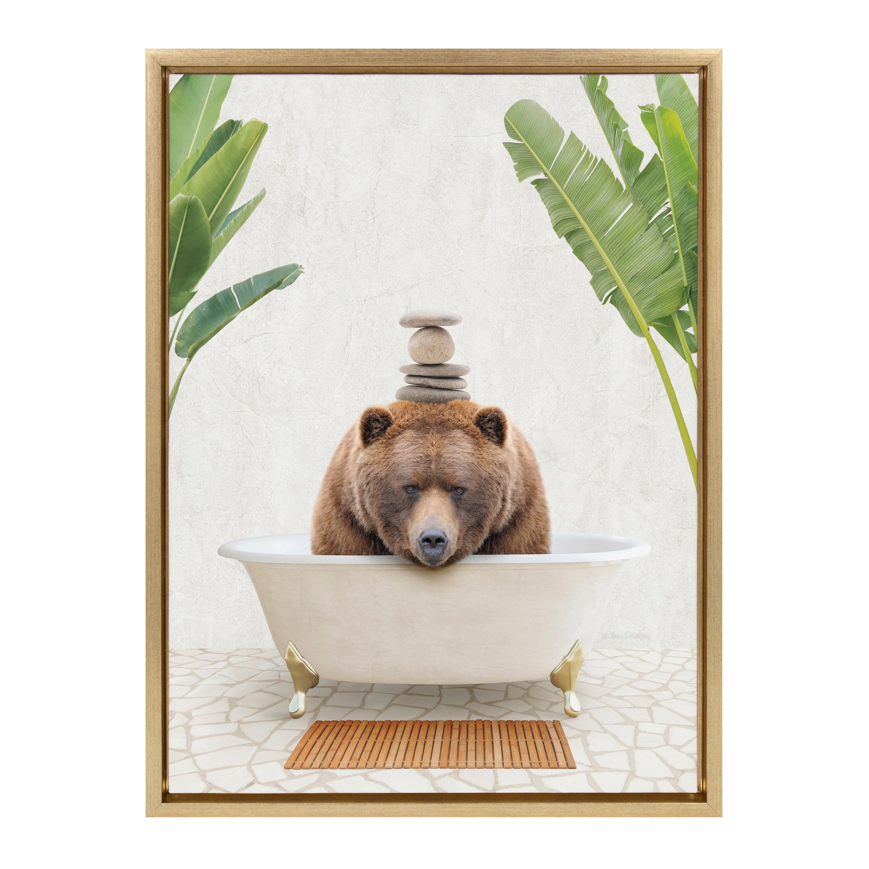 Sylvie Big Bear Bali Bath Framed Canvas by Amy Peterson Art Studio