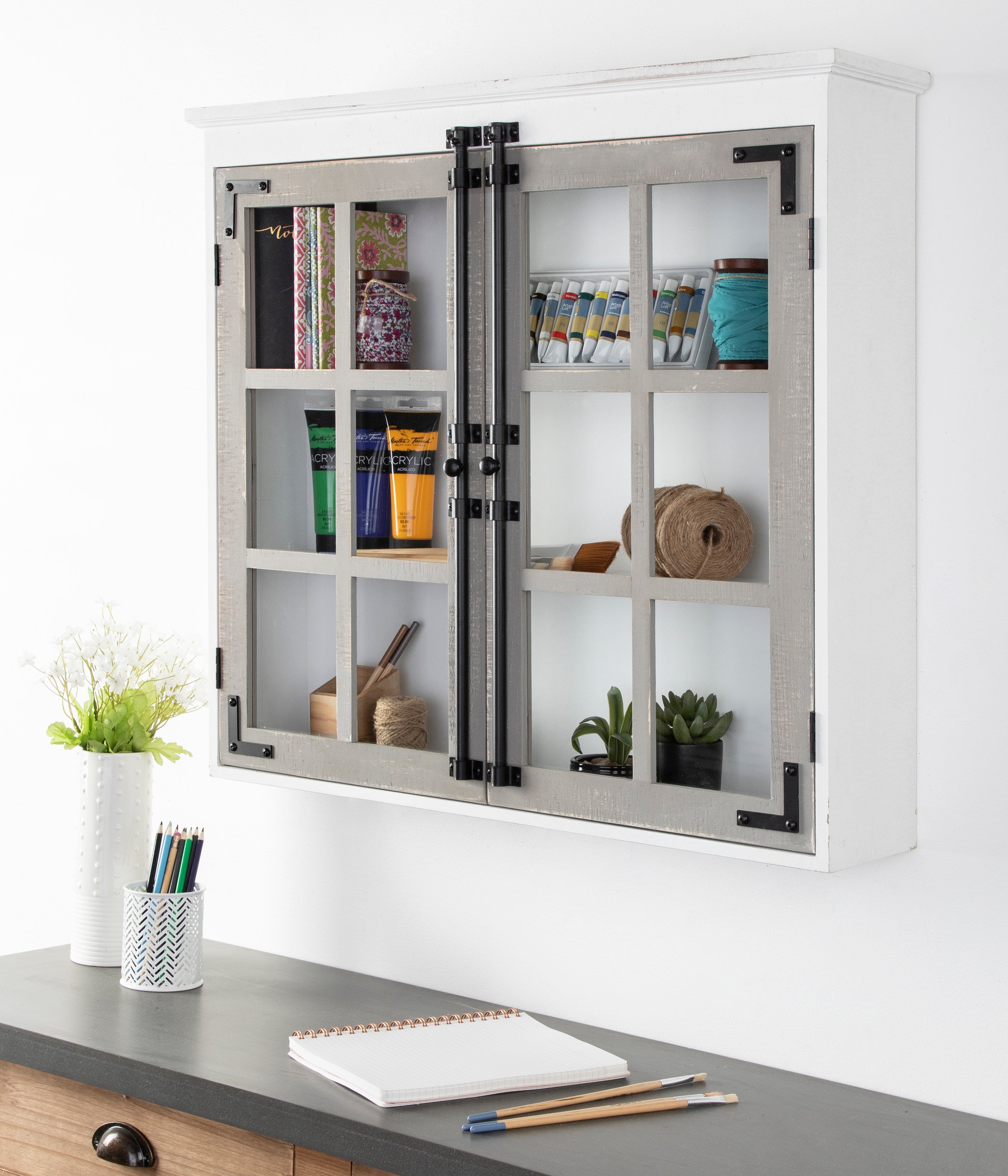 Hutchins Decorative Two Door Wood Wall Cabinet