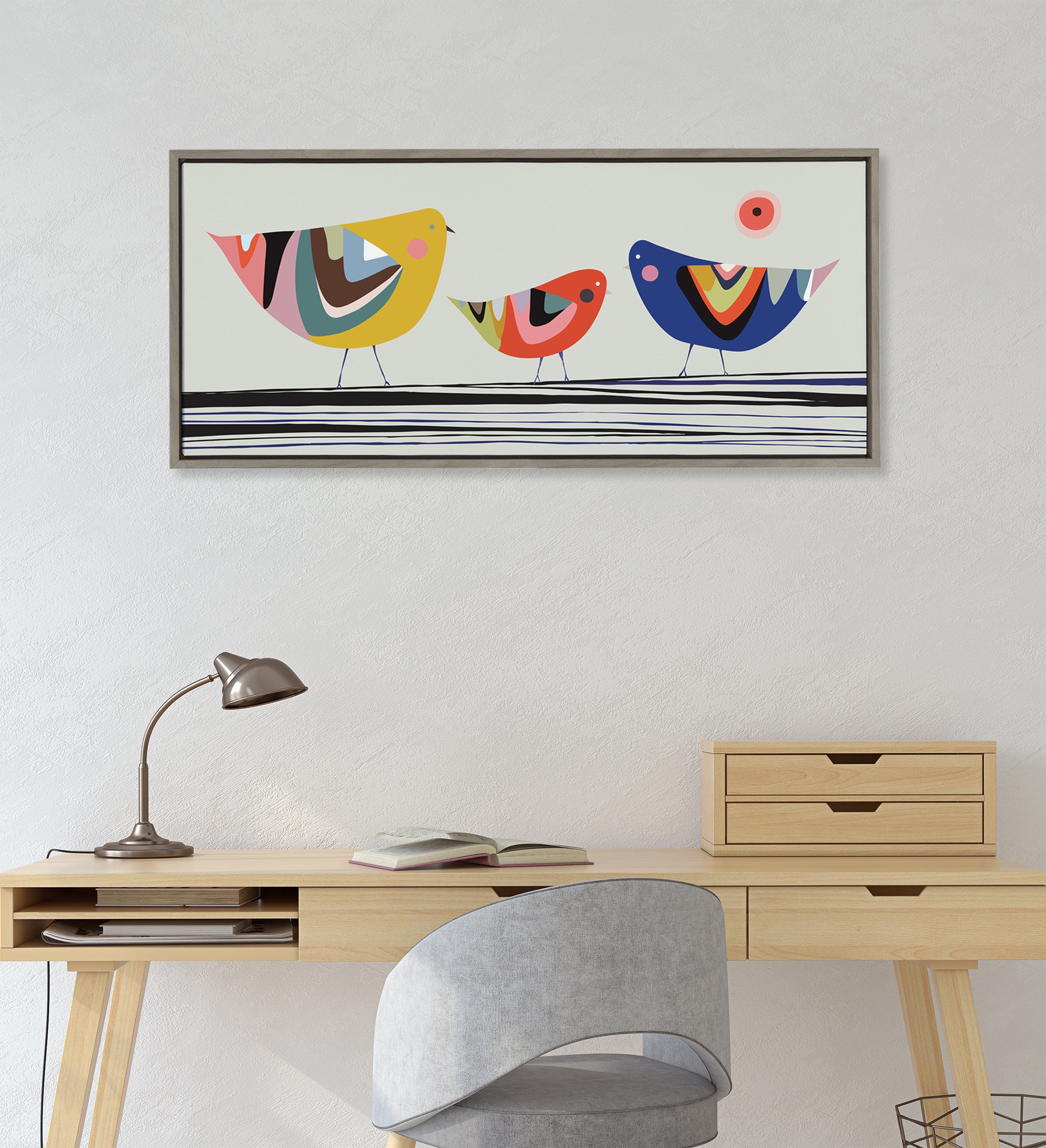 Sylvie Family Tree 3 Birds Framed Canvas by Rachel Lee of My Dream Wall