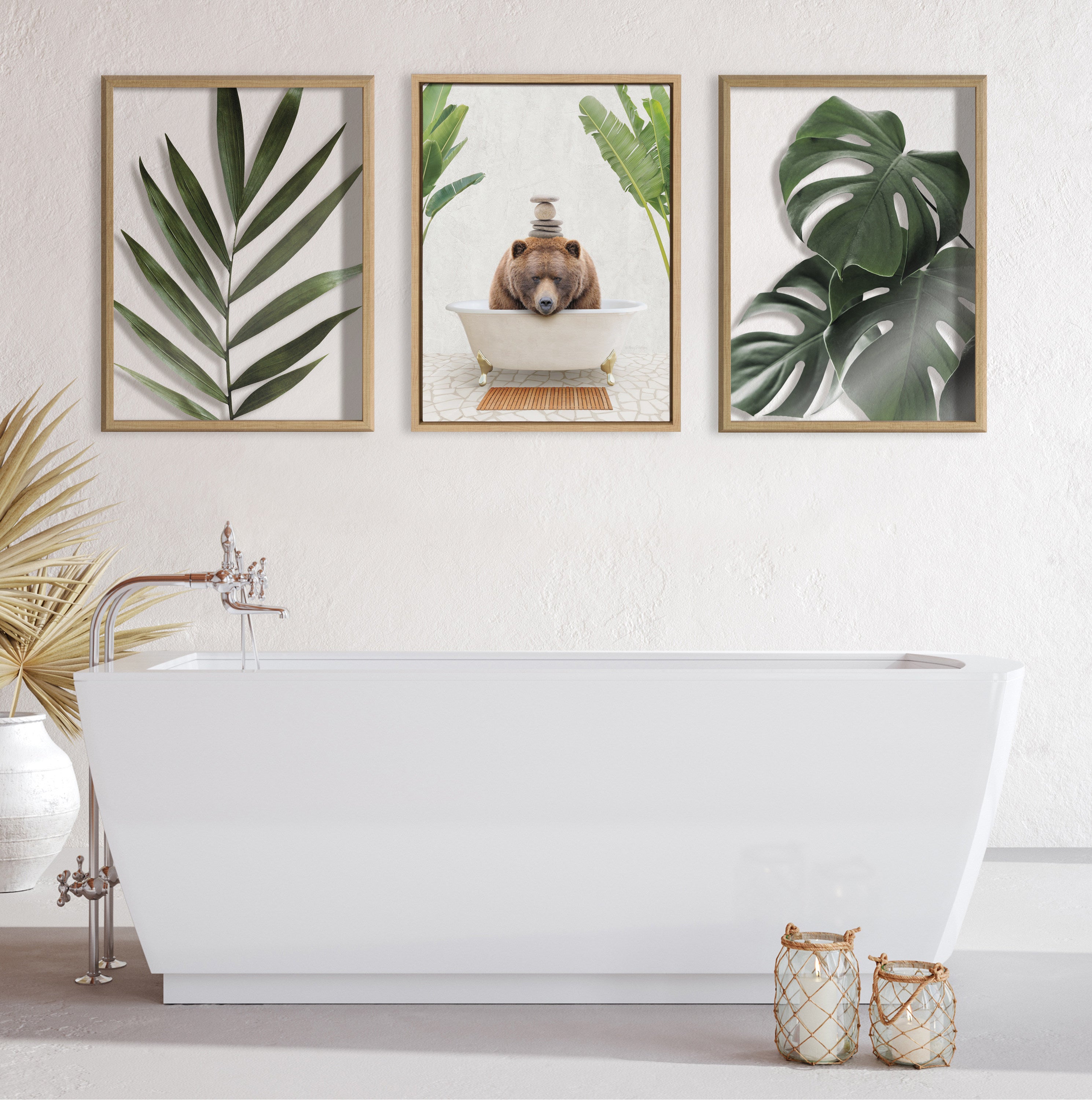 Sylvie Big Bear Bali Bath Framed Canvas by Amy Peterson Art Studio