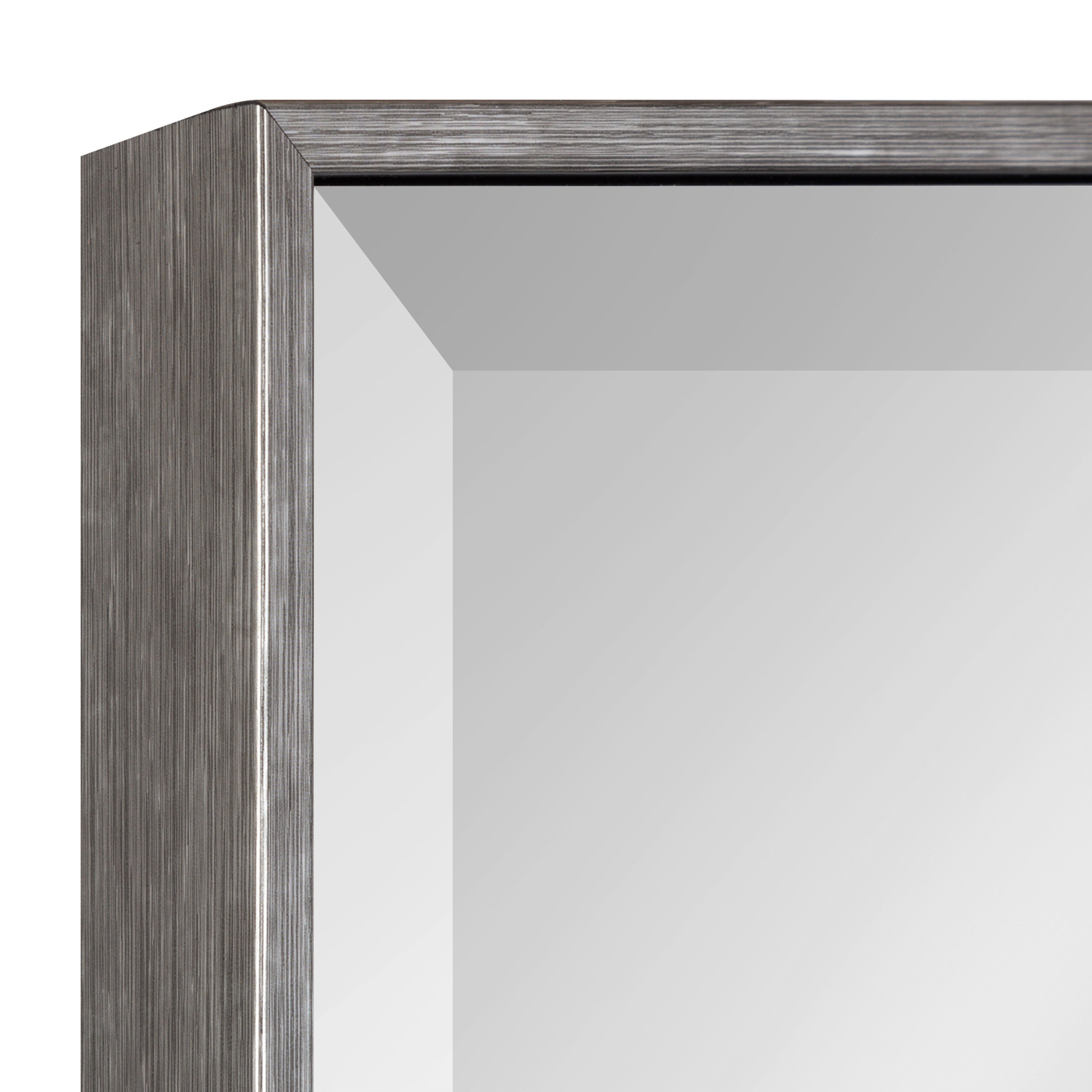 Kate and Laurel Rhodes Modern Full Length Panel Wall Mirror 16.75 x 48.75 Dark Silver Decorative Transitional Geometric Wall Accent kateandlaurel