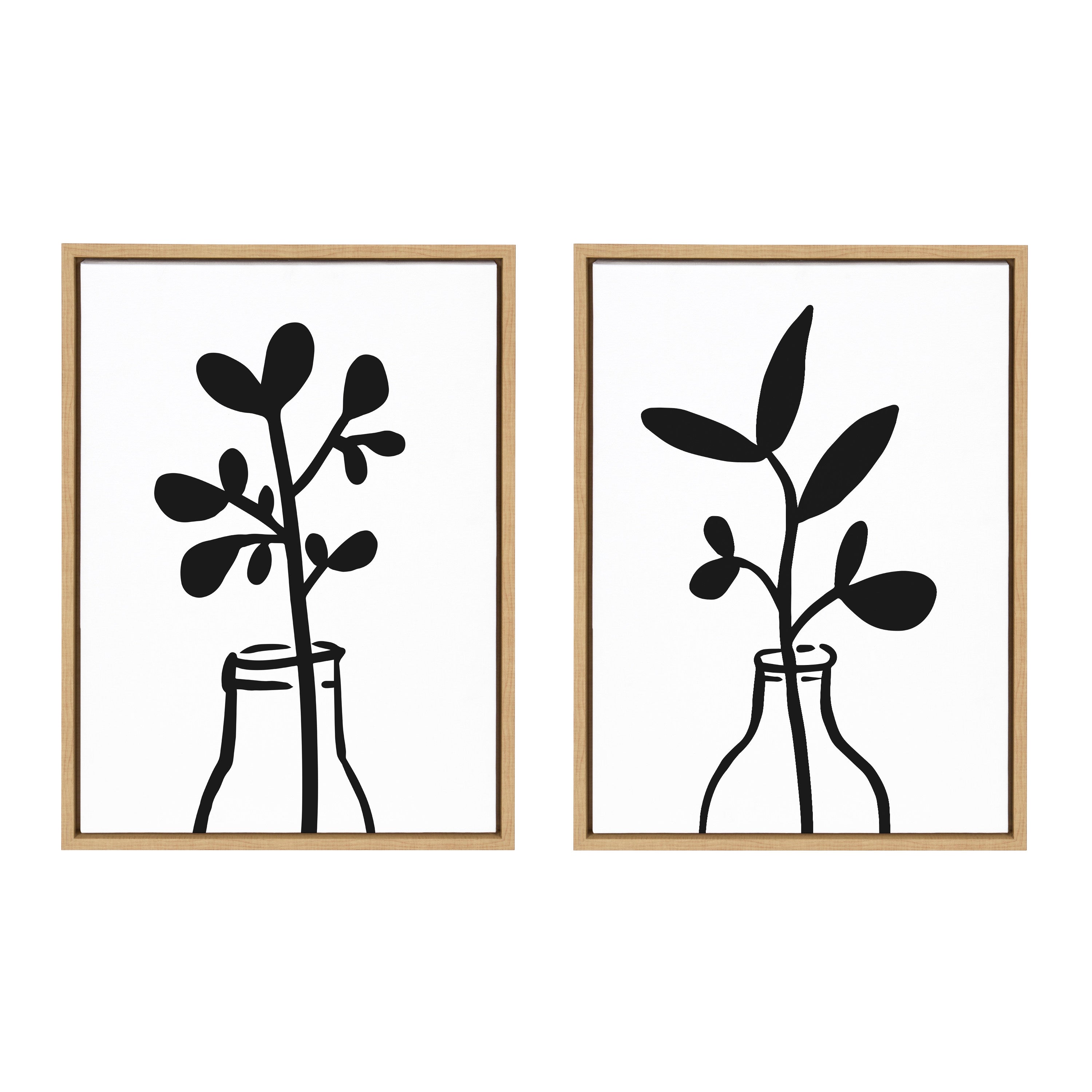 Sylvie Modern Botanical Framed Canvas Set by The Creative Bunch Studio