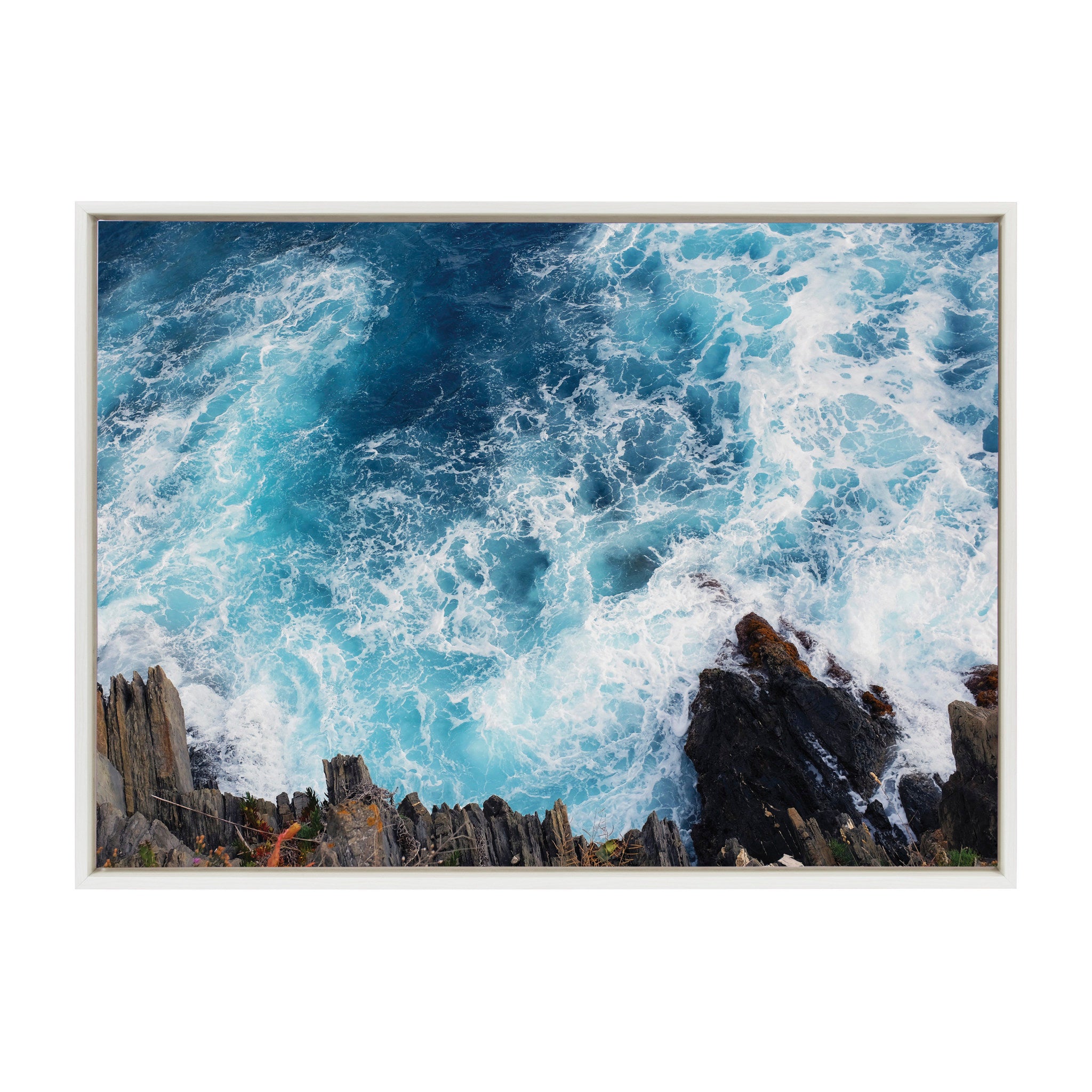 Sylvie Sea Foam Framed Canvas by Rachel Bolgov