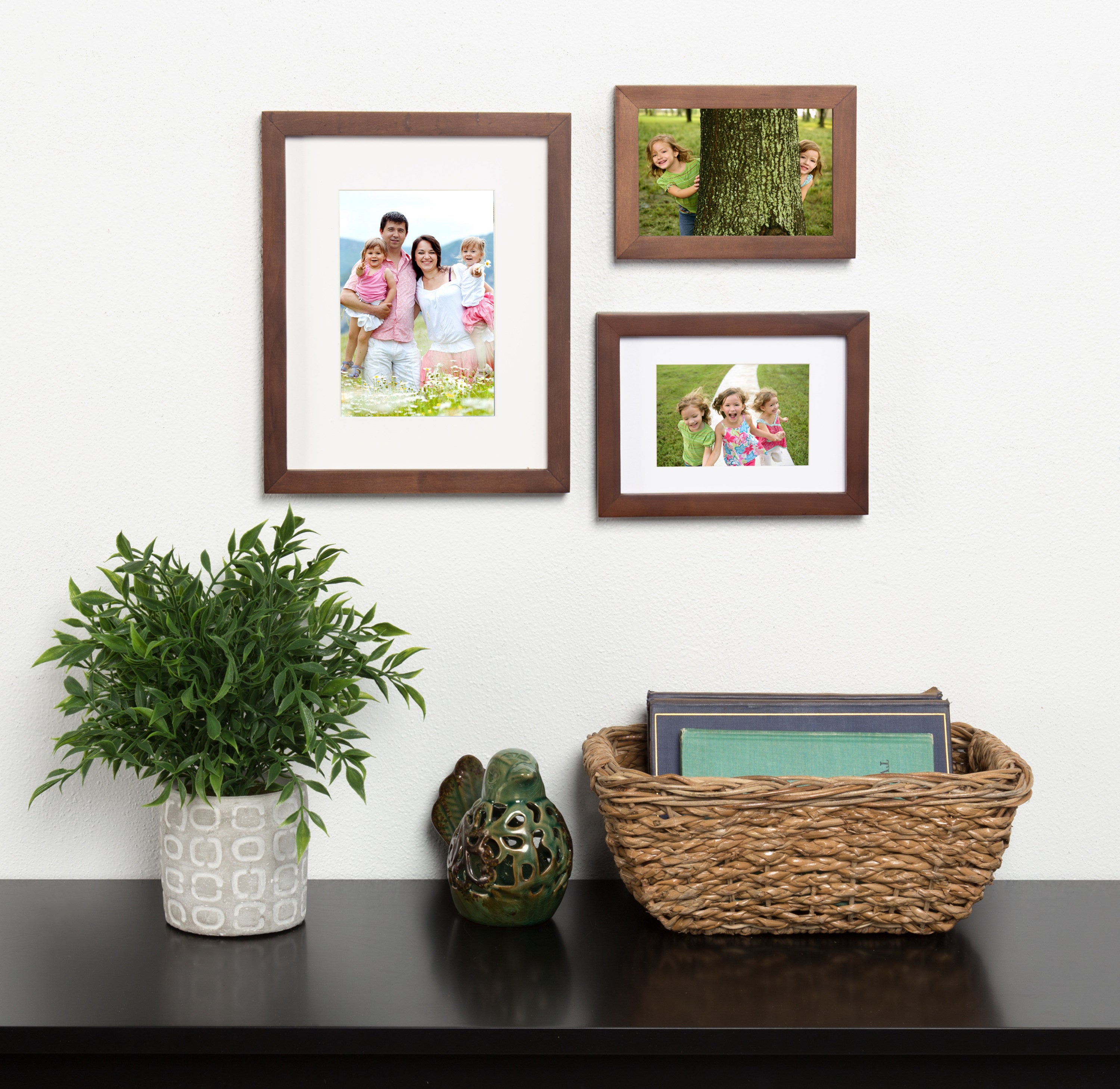 DesignOvation Gallery Wood Photo Frame Set for Customizable Wall Display Pack of 4 11x14 Matted to 8x10 Gray