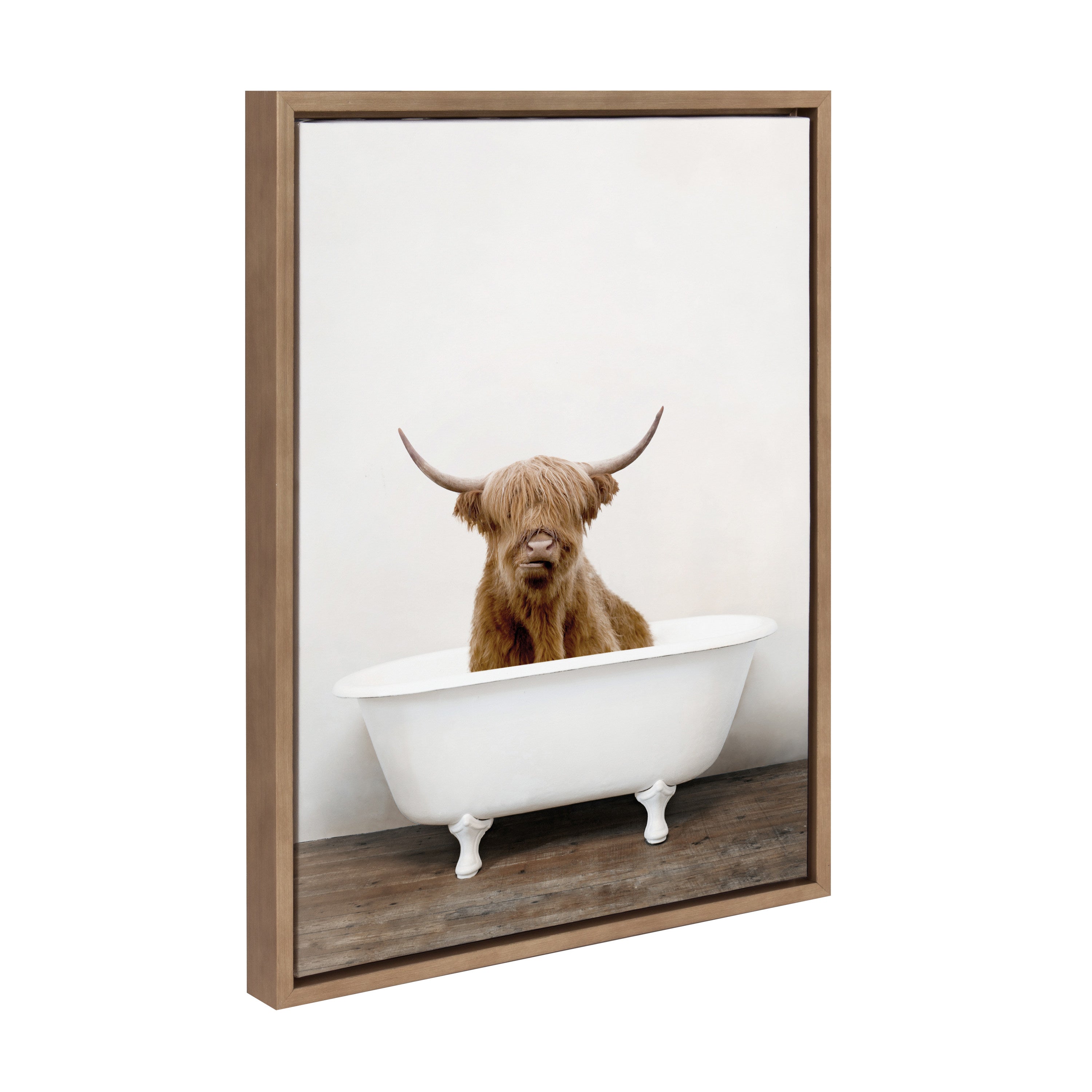Sylvie Highland Cow in Tub Color Framed Canvas by Amy Peterson Art Studio