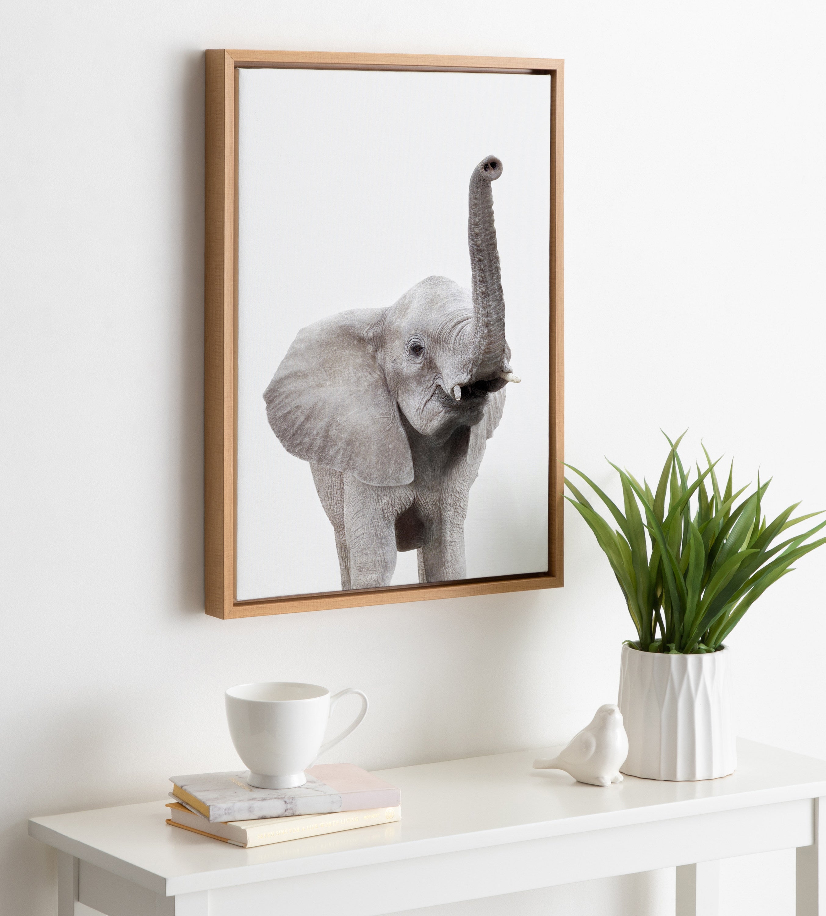 Sylvie Young Elephant Framed Canvas by Amy Peterson