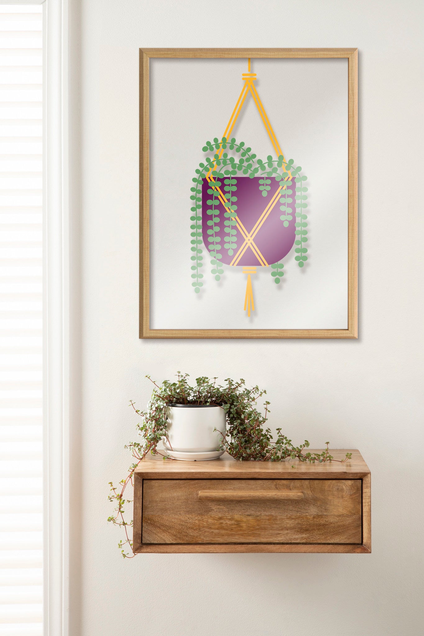 Blake Hanging Plant Framed Printed Glass by Amber Leaders Designs
