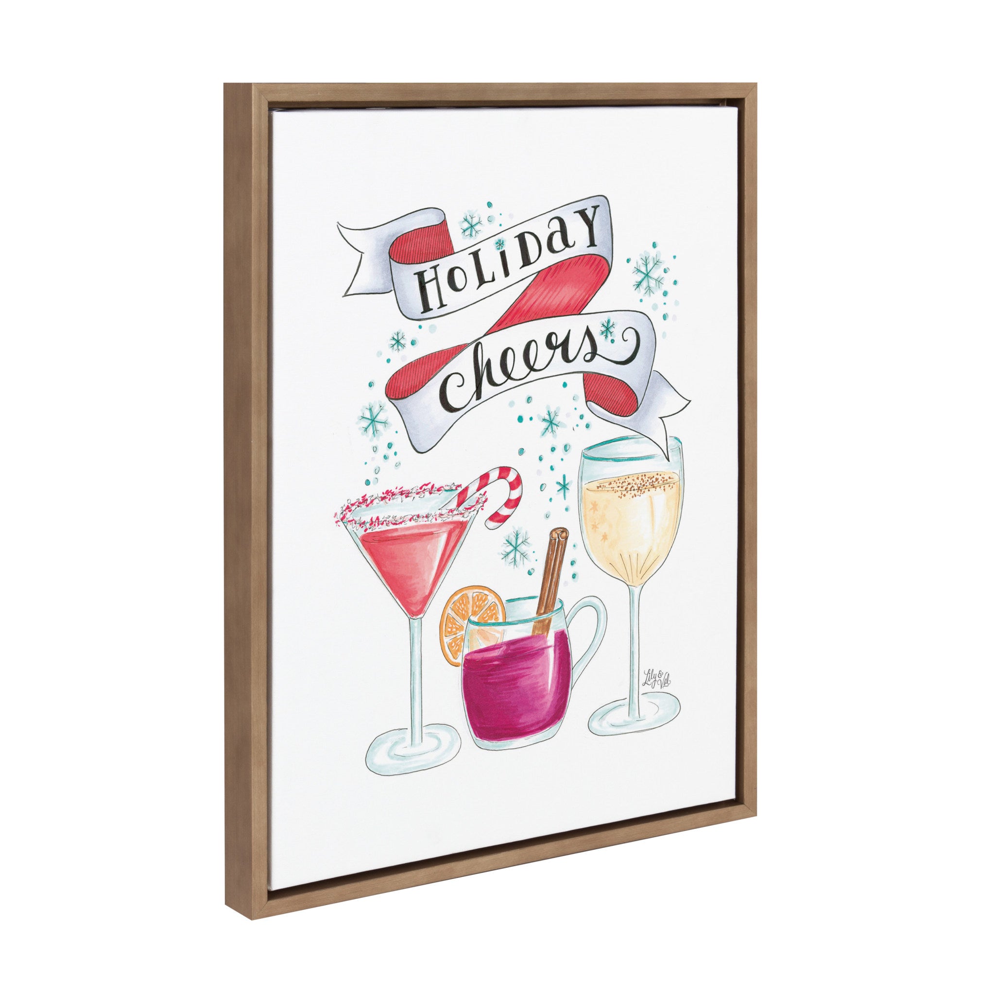 Sylvie Holiday Cheers Framed Canvas By Valerie McKeehan, Gold 18x24