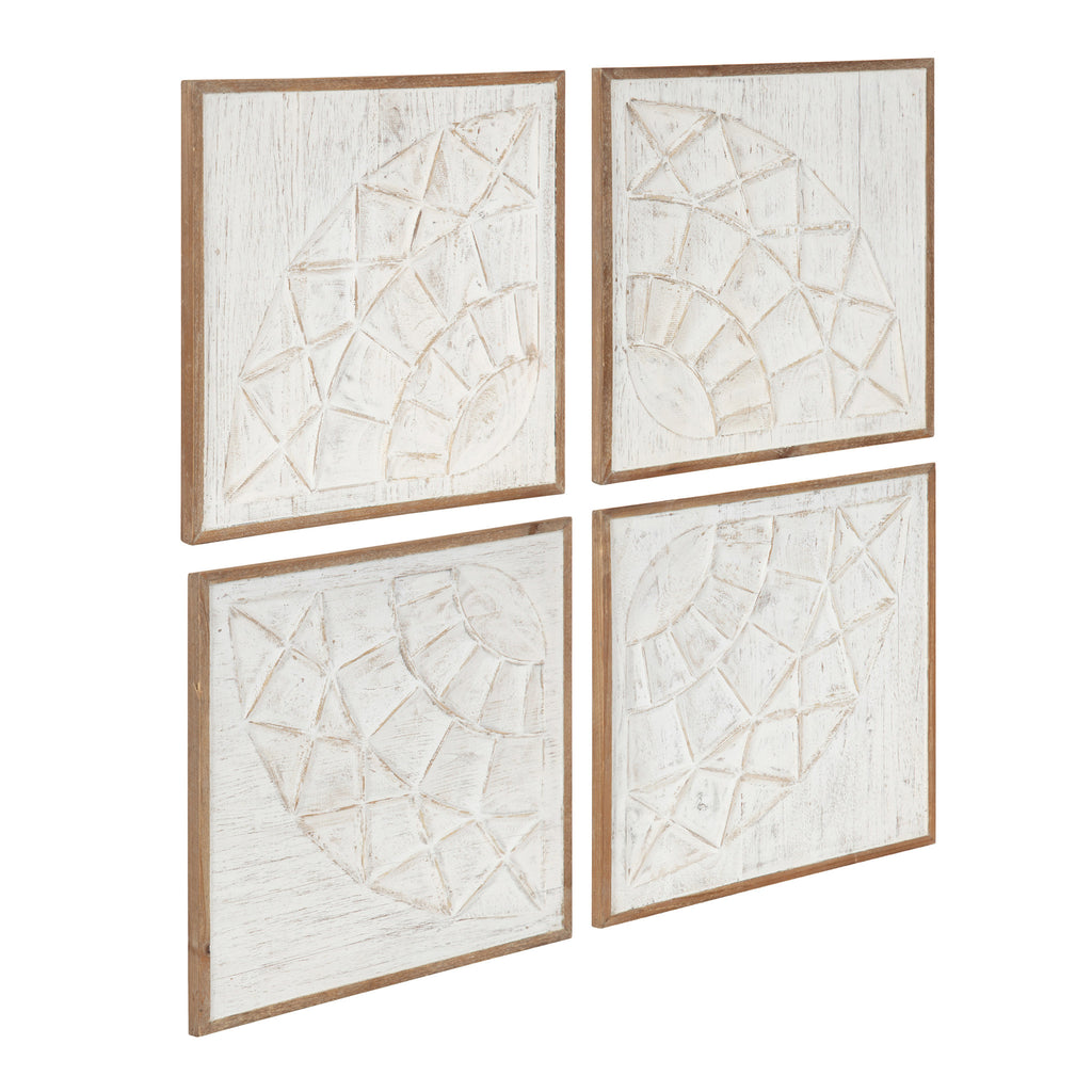 Kate and Laurel Yadirah Bohemian Wood Art Plaque Set, Set of 4, 12 x 12, Rustic  Brown and White, Decorative Rustic Square Art Plaque Collection for Wall –  kateandlaurel