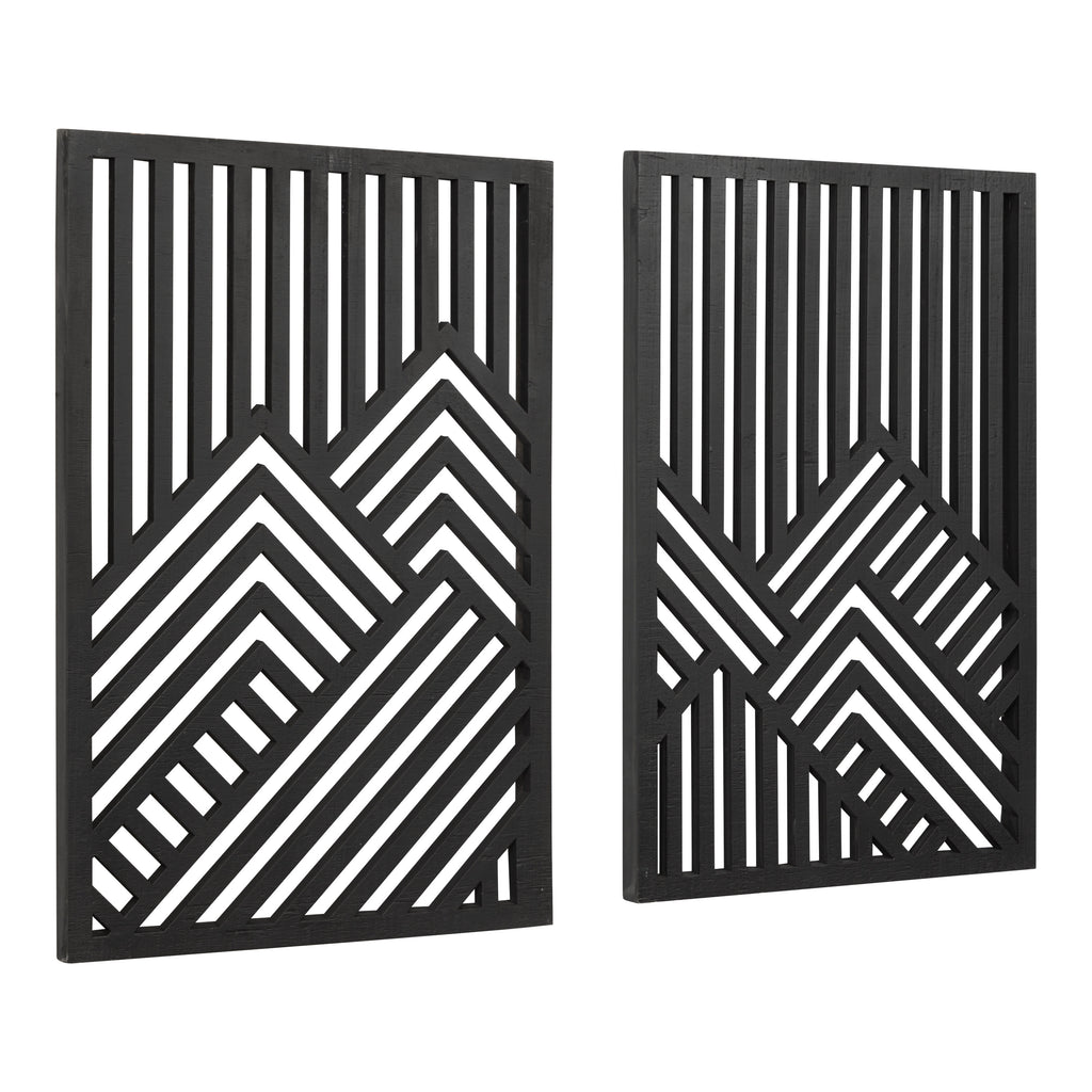 Kate and Laurel Montour Modern Art Plaque Set, Piece 16x24, Black,  Contemporary Carved Geometric Wall Art Home Decor for Display –  kateandlaurel