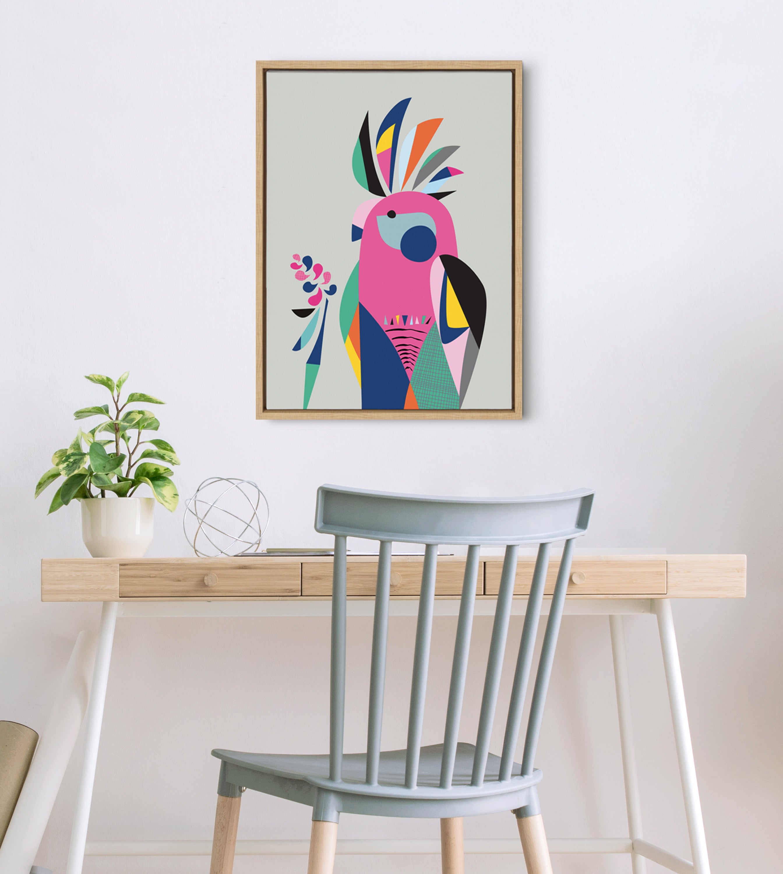 Sylvie Galah Framed Canvas by Rachel Lee of My Dream Wall
