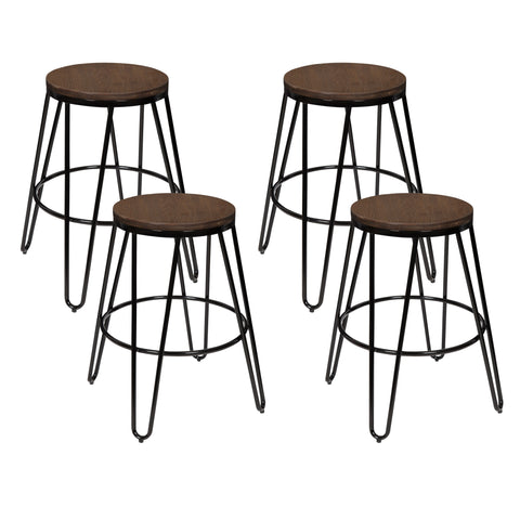 Tully Wood and Metal Bar Stools, 4 Pack