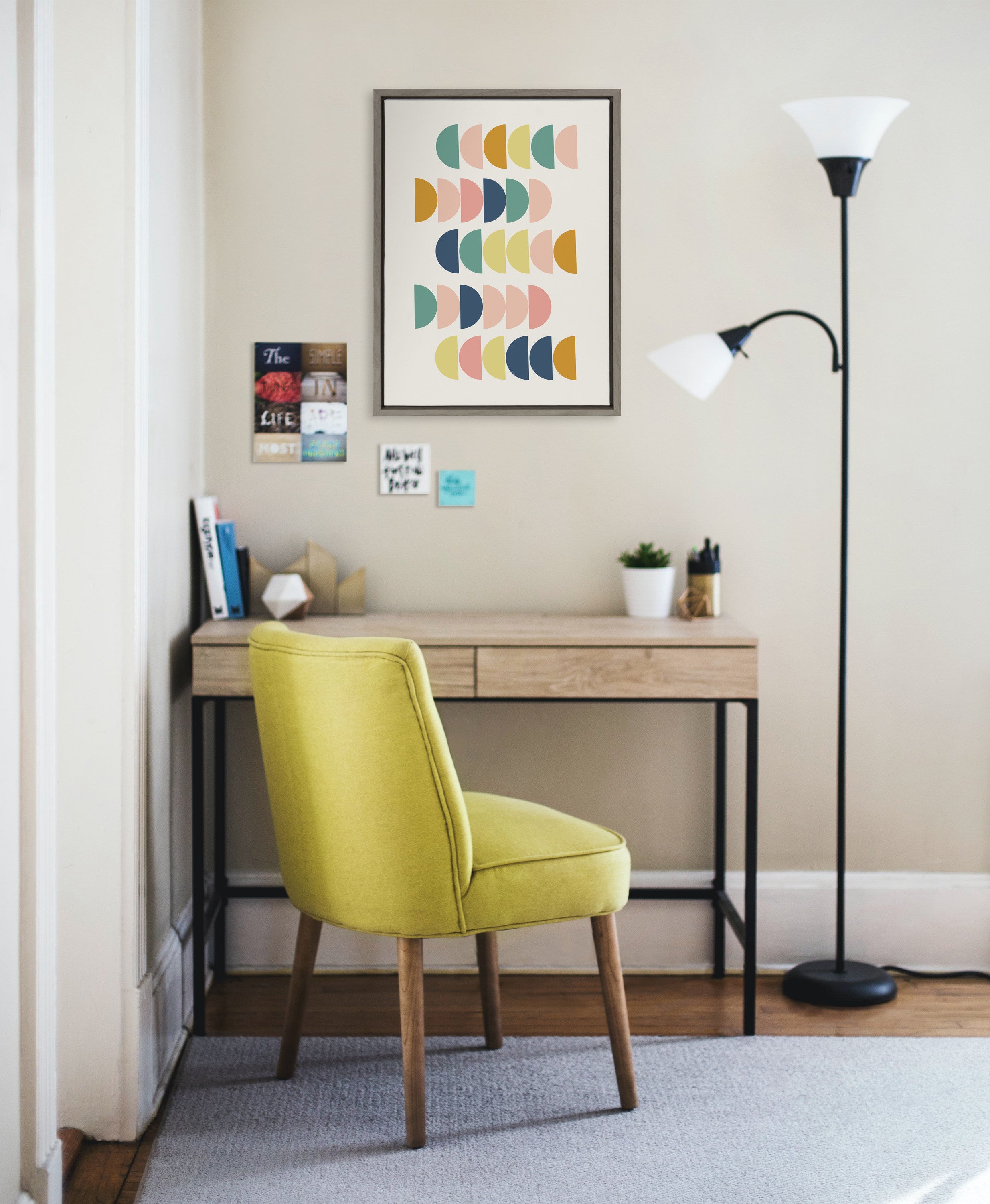 Sylvie Simple Shapes in Soft Colors Framed Canvas by Apricot and Birch
