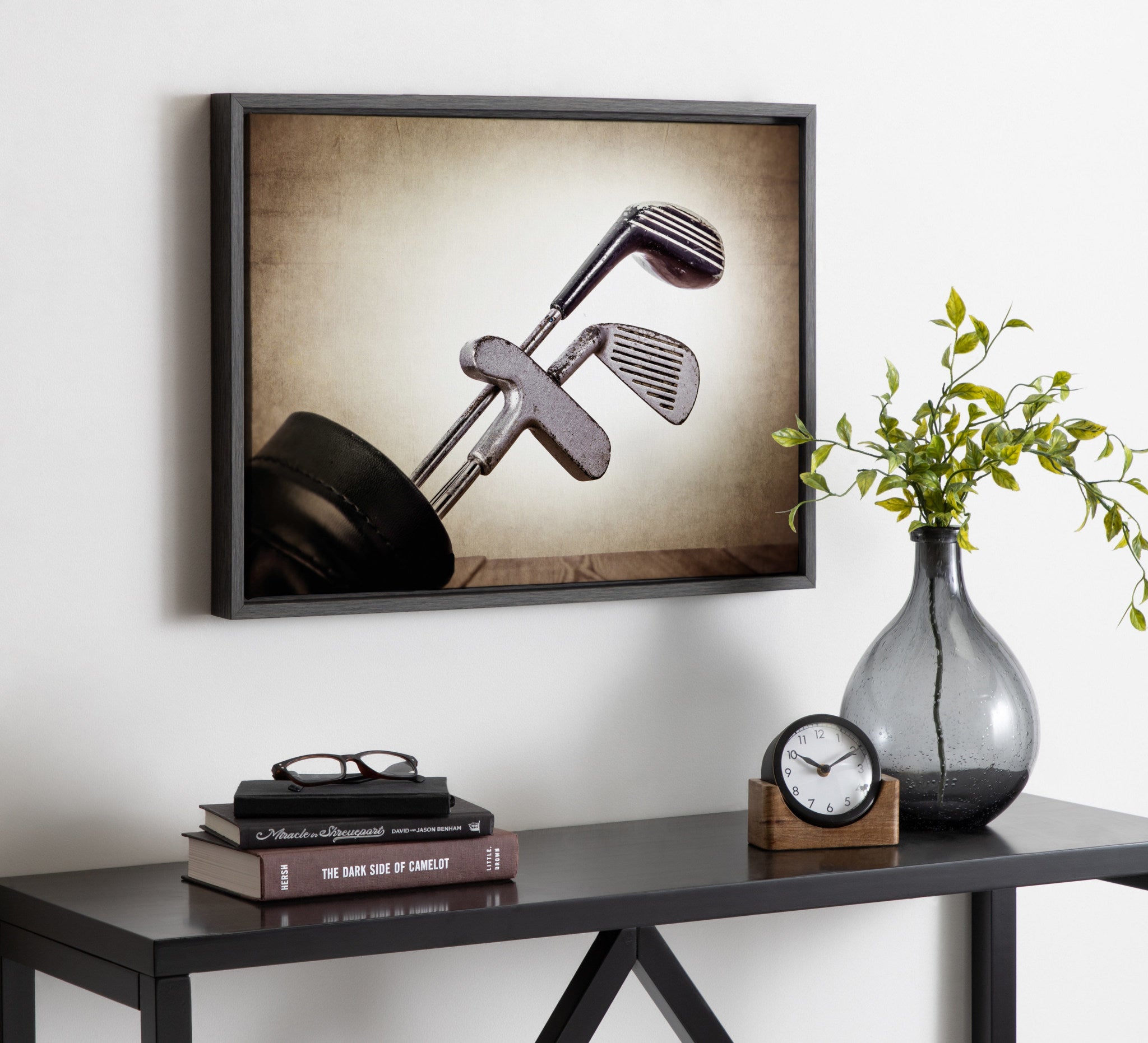 Sylvie Golf Clubs Framed Canvas by Shawn St. Peter