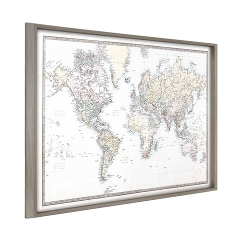 Blake Vintage Map of the World Framed Printed Wood by The Creative Bunch Studio