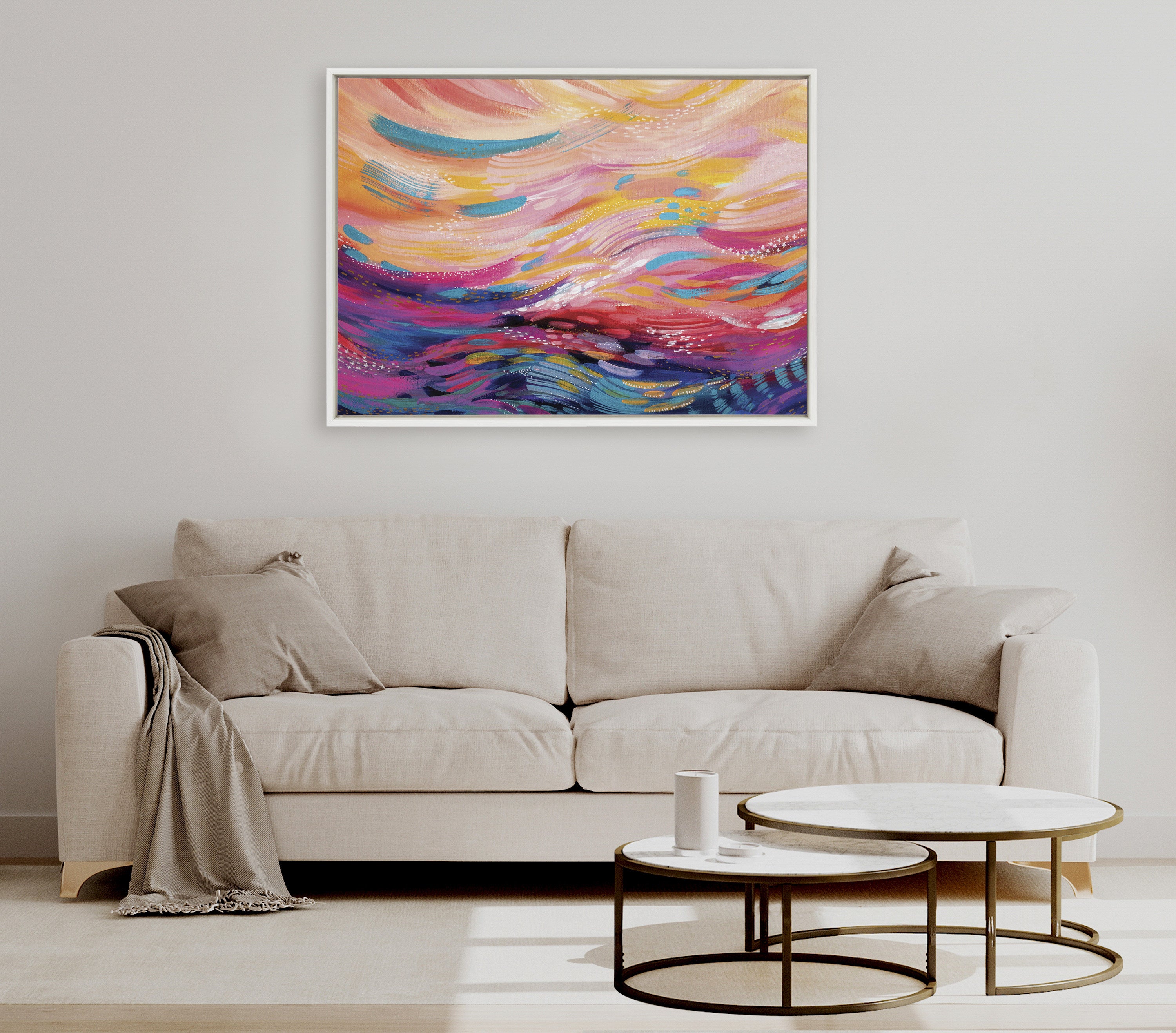 Sylvie Brush Strokes 90 Framed Canvas by Jessi Raulet of Ettavee