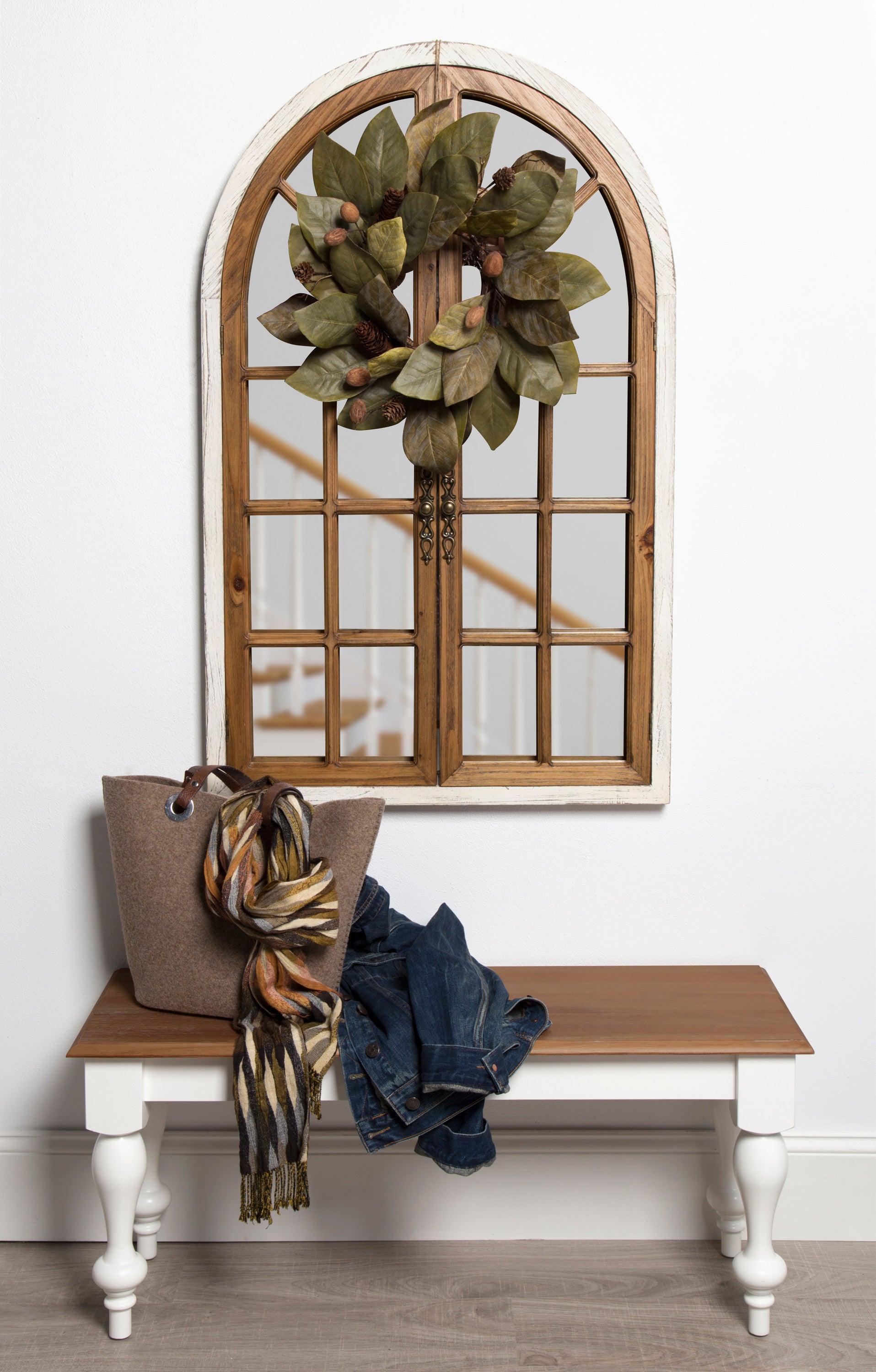 Boldmere Wood Windowpane Arch Mirror