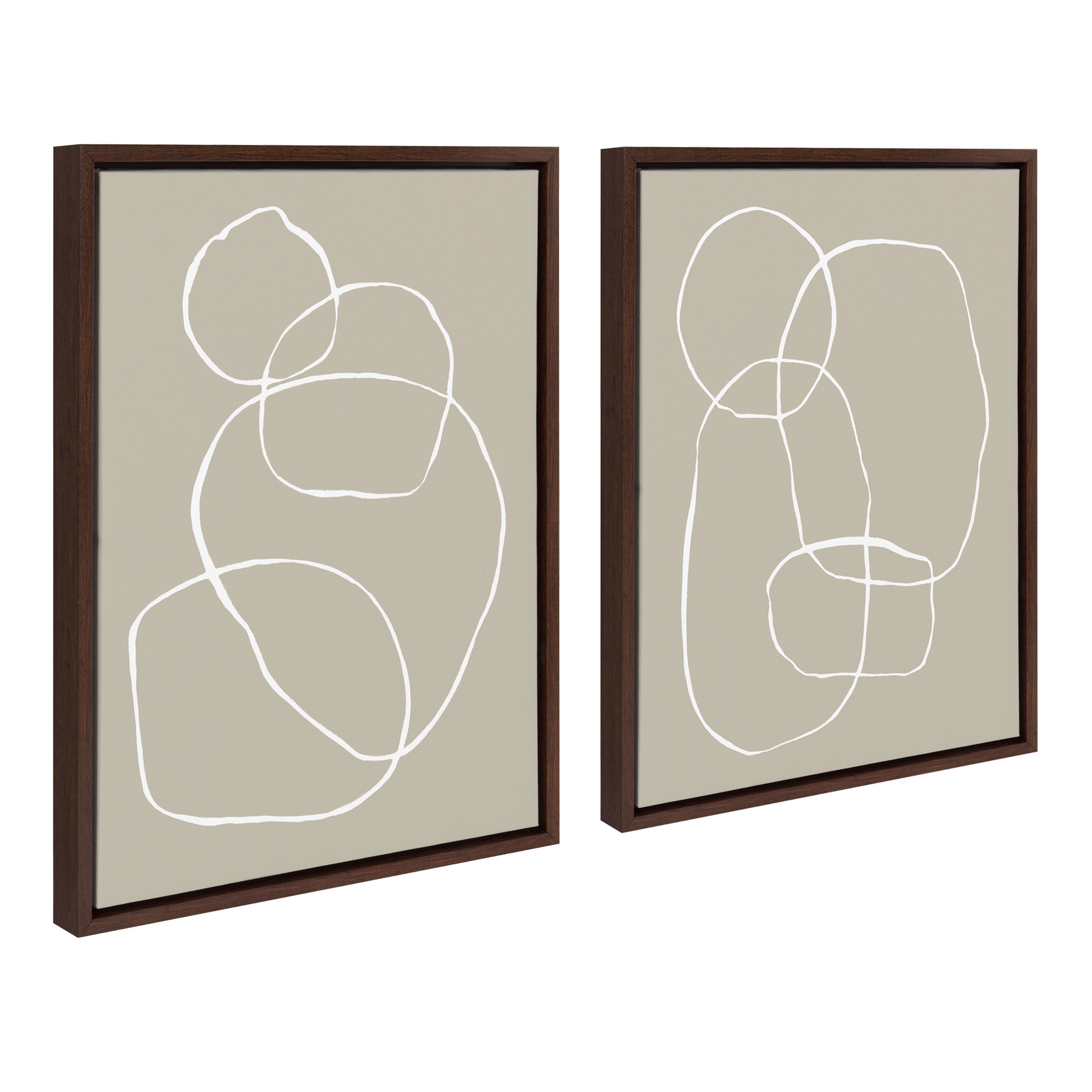 Sylvie Beige Going in Circles Framed Canvas Set by Teju Reval of SnazzyHues