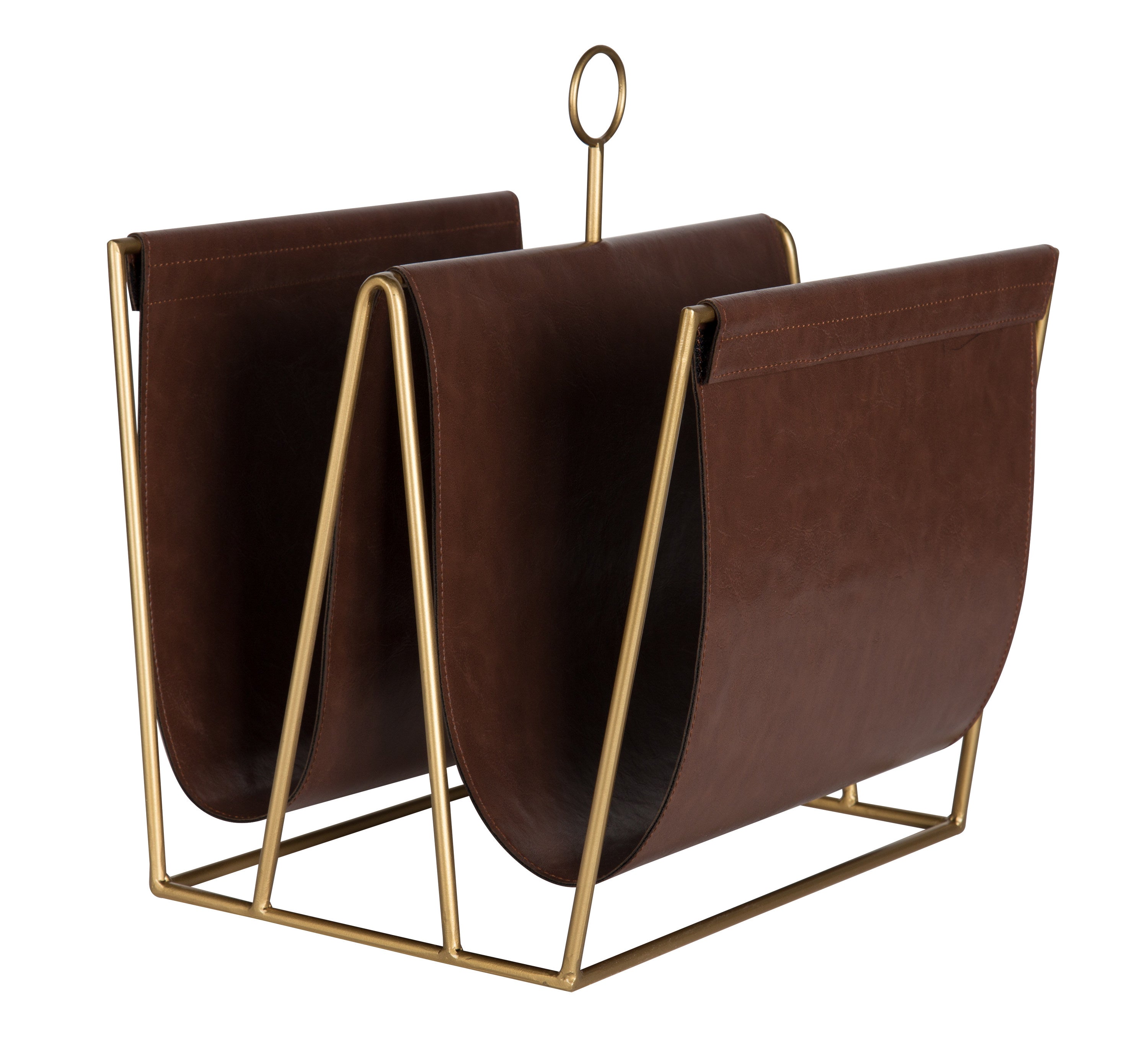 Alton Metal and Faux Leather Magazine File Holder