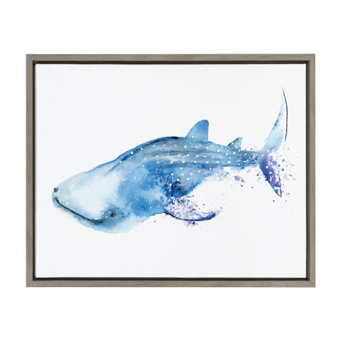 Sylvie Whale Shark Framed Canvas Art by Cathy Zhang
