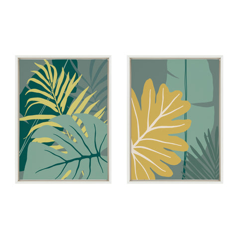Sylvie Jungle Leaves Framed Canvas Set by Maja Mitrovic of Makes My Day Happy