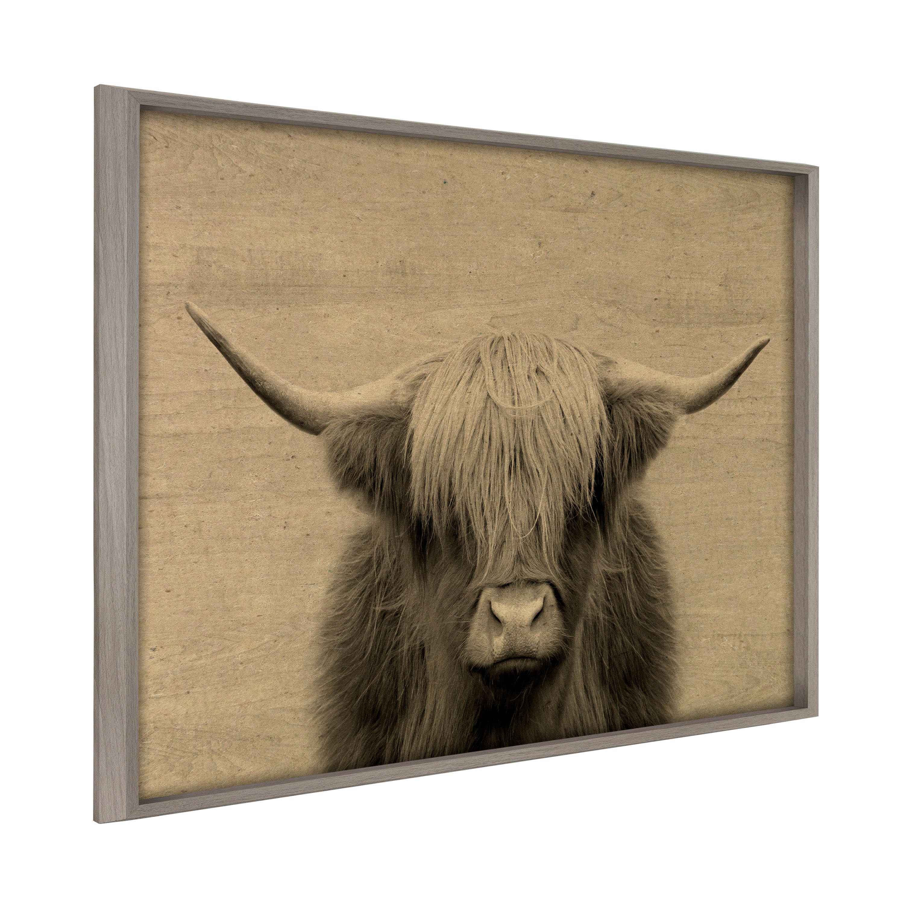 Blake Hey Dude Highland Cow Framed Printed Wood by The Creative Bunch Studio