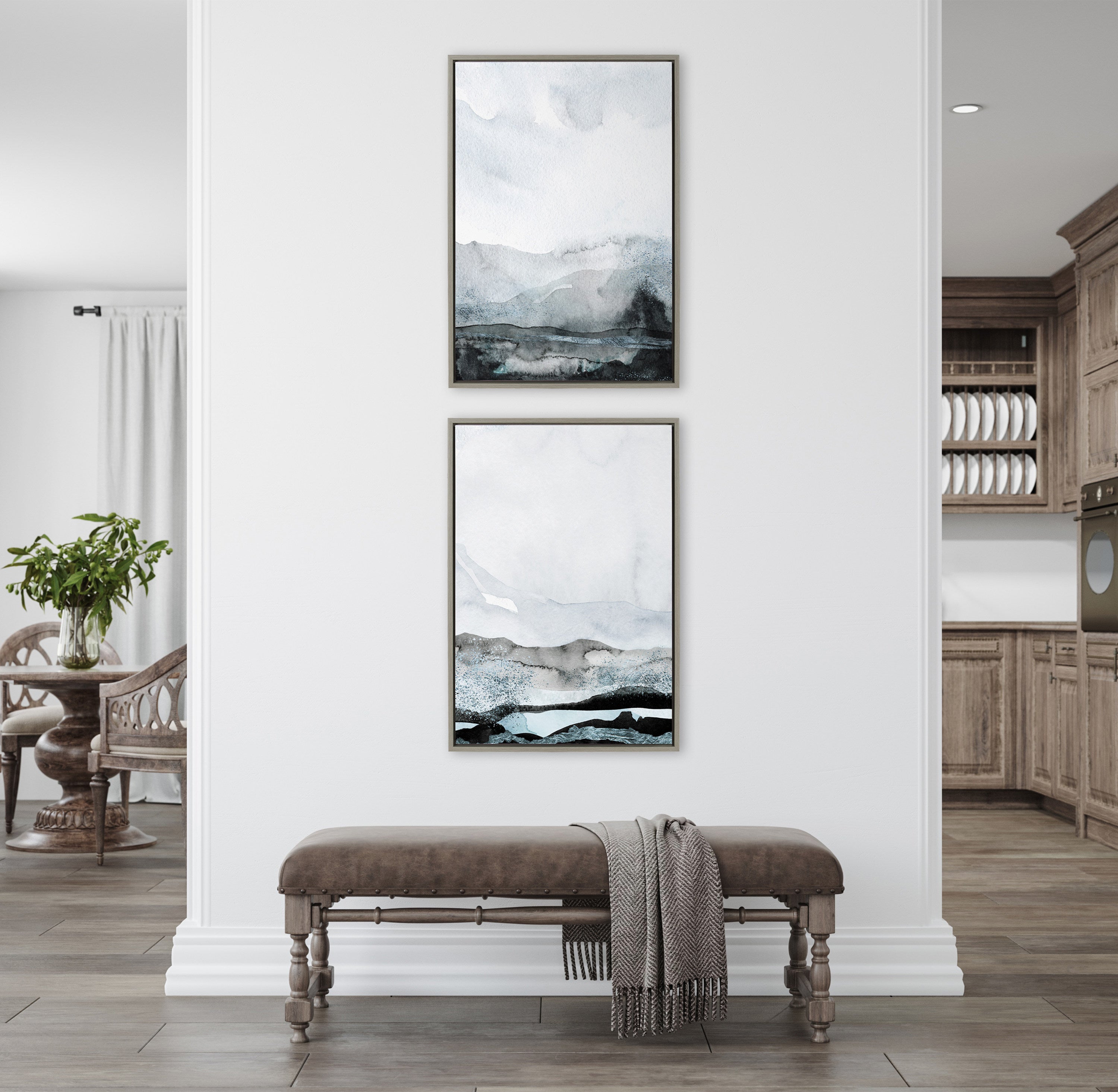 Sylvie Blue Layers Framed Canvas by Maja Mitrovic of Makes My Day Happy