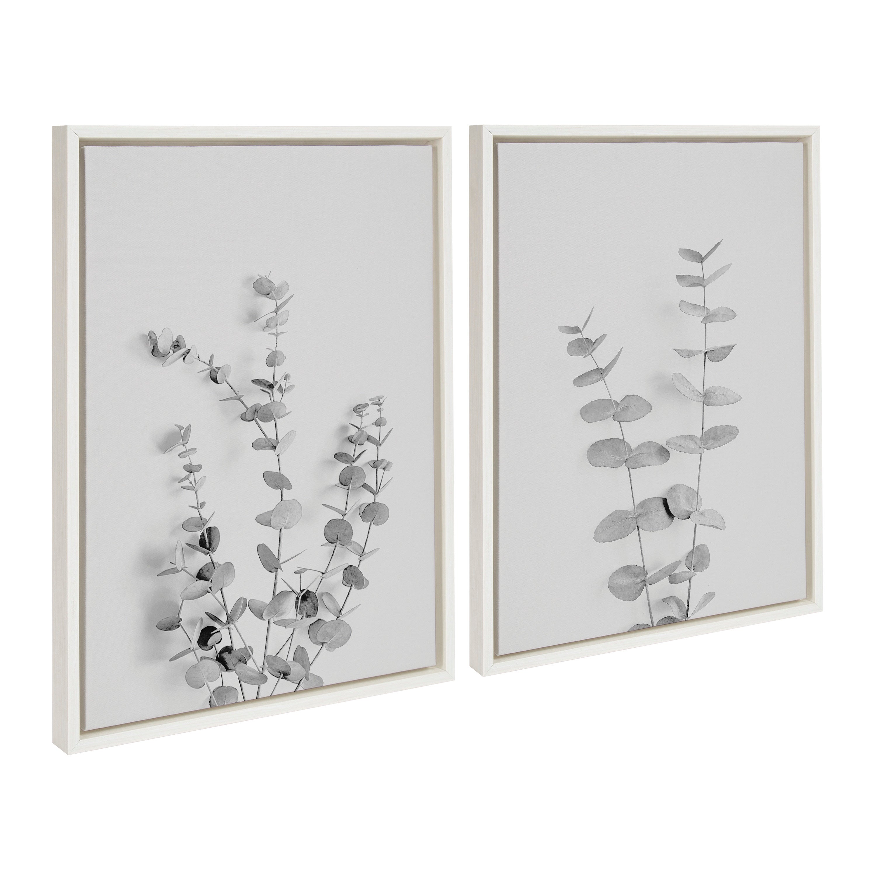Sylvie Neutral Botanical 3 and 4 Soft White Framed Canvas by The Creative Bunch Studio