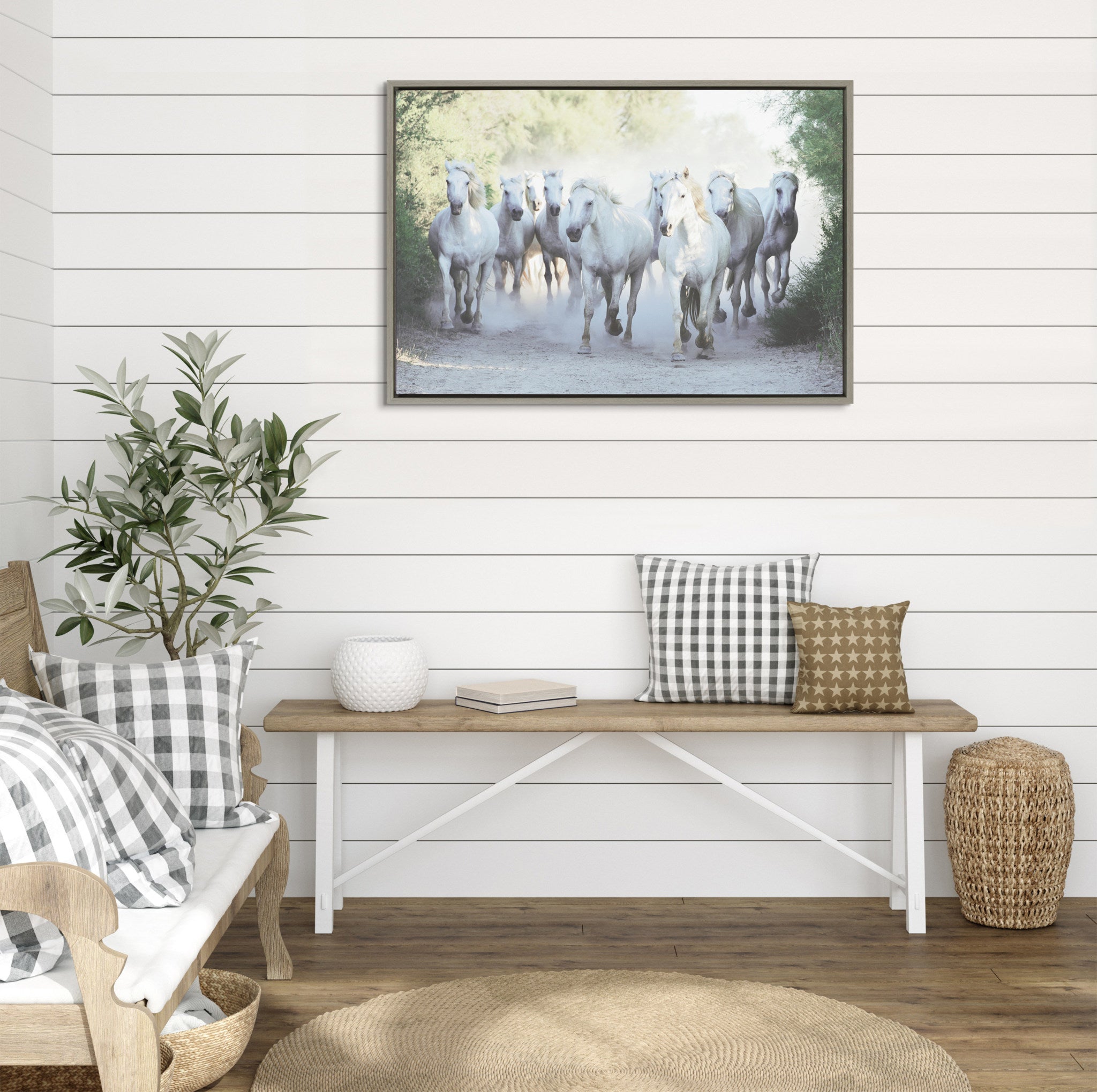 Sylvie Camargue Horses Framed Canvas by Laura Evans