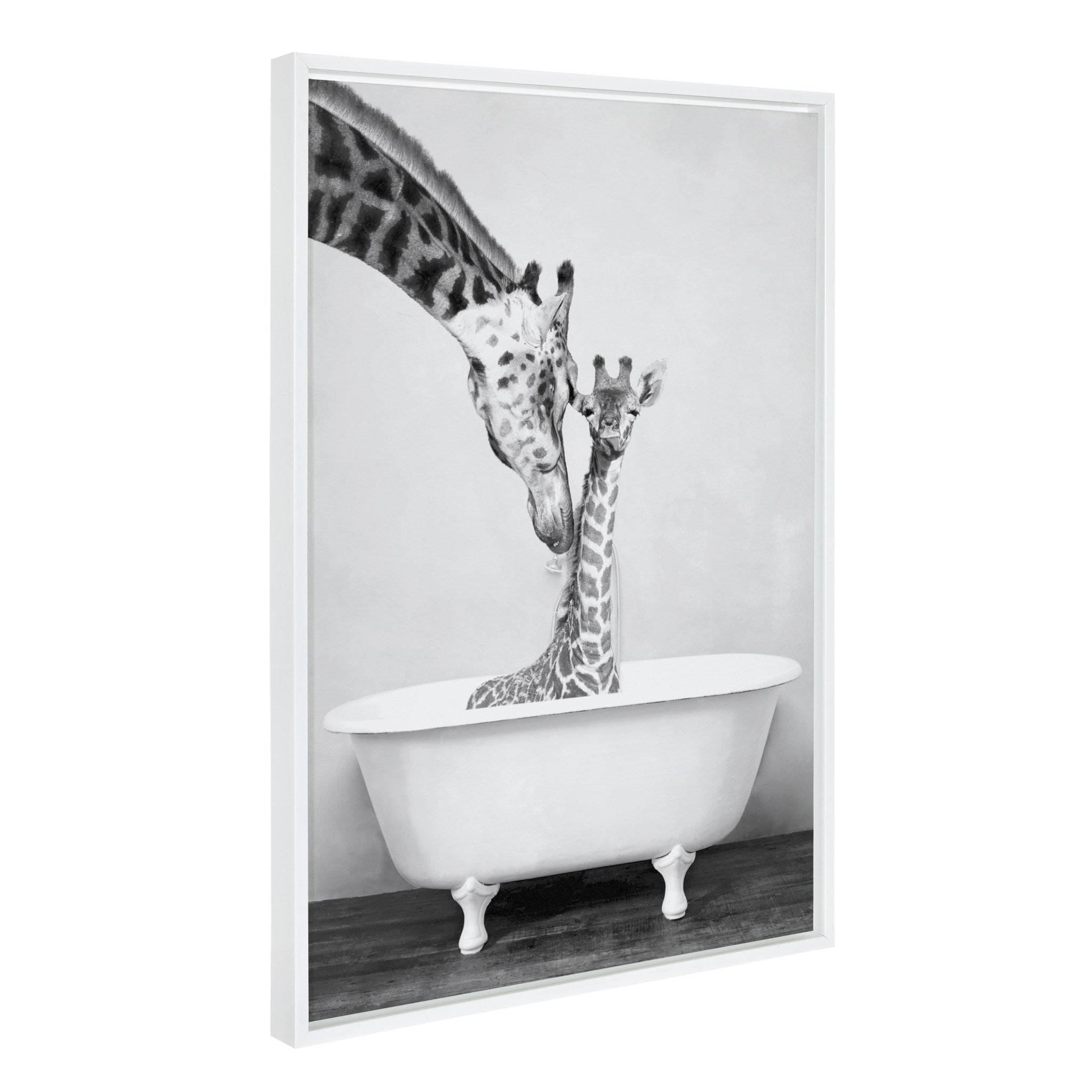 Sylvie Giraffe In Tub Framed Canvas by Amy Peterson Art Studio