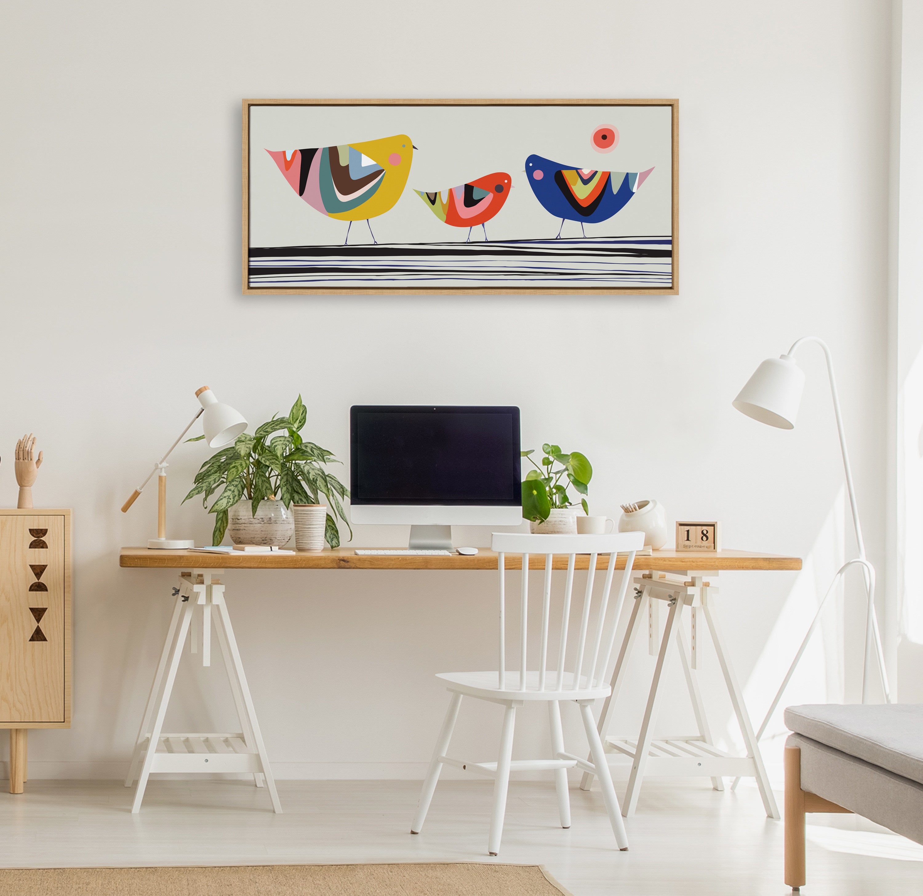 Sylvie Family Tree 3 Birds Framed Canvas by Rachel Lee of My Dream Wall